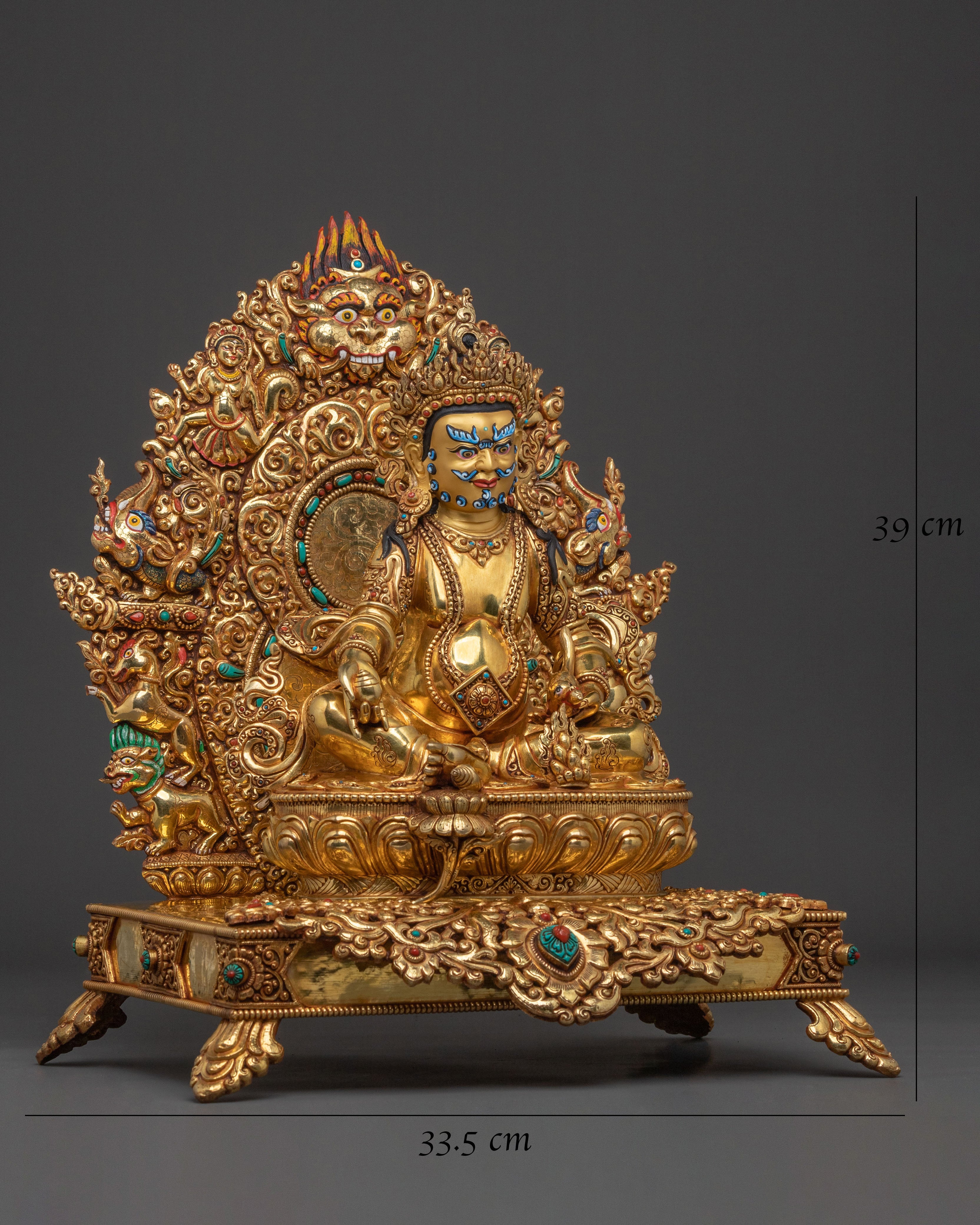 Yellow Dzambhala Statue on Throne | Wealth Deity