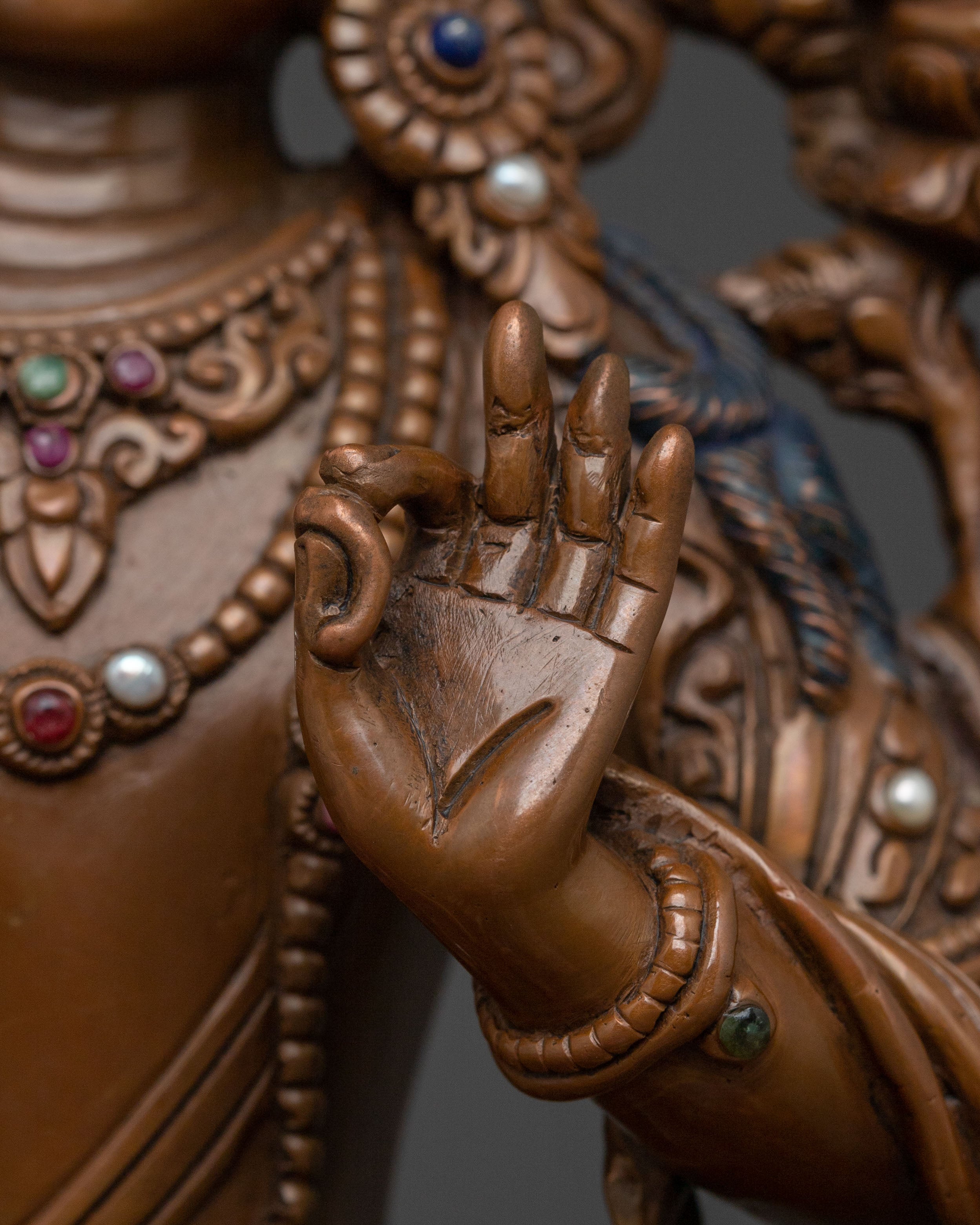 Manjughoṣa Oxidized Copper Statue | Tibetan Buddhist Deity