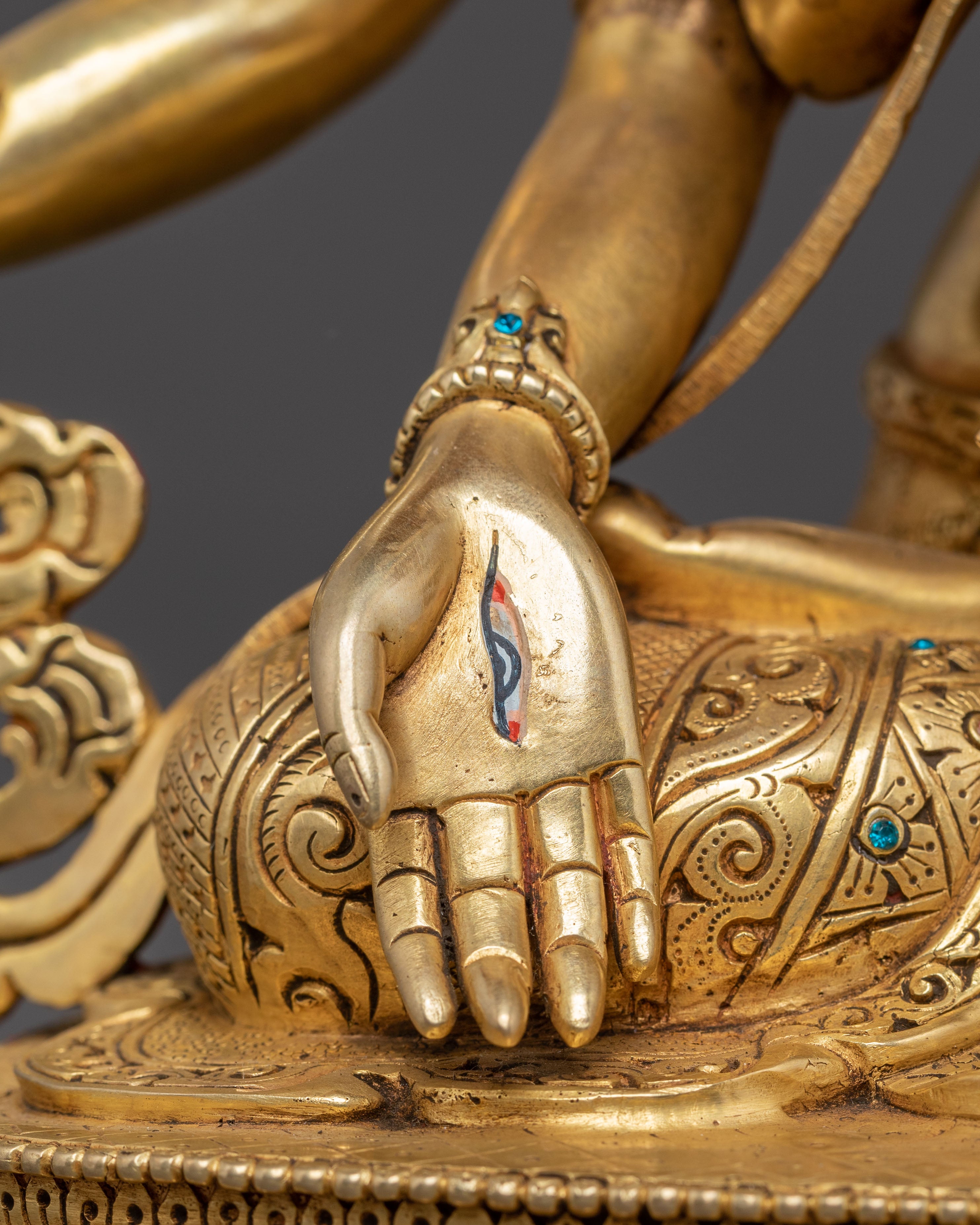 Tibetan Buddhism Deity Namgyalma Statue: Hand-Gilded Copper Masterpiece