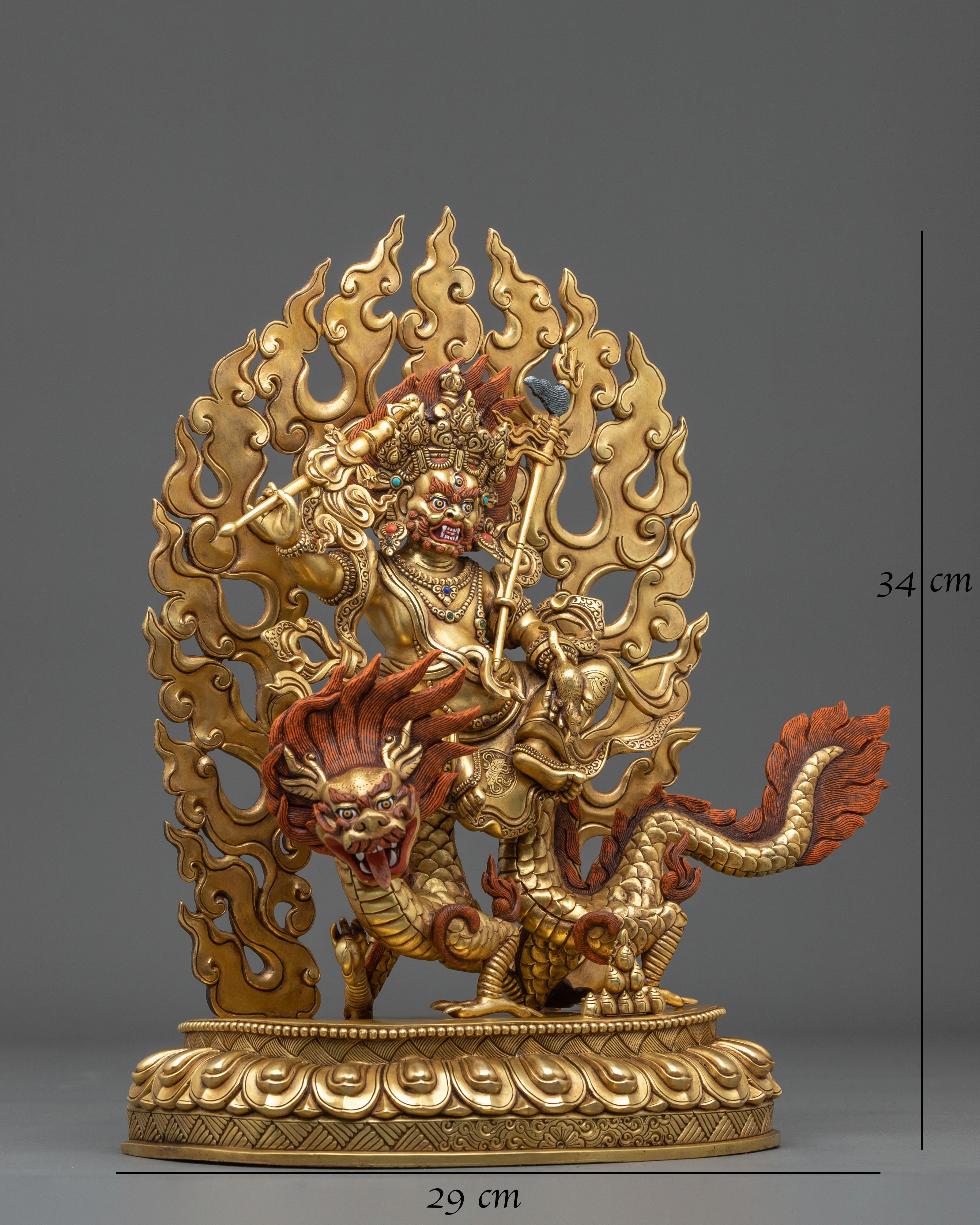 24K Gold Gilded Copper White Dzambhala Statue | Wealth Guardian
