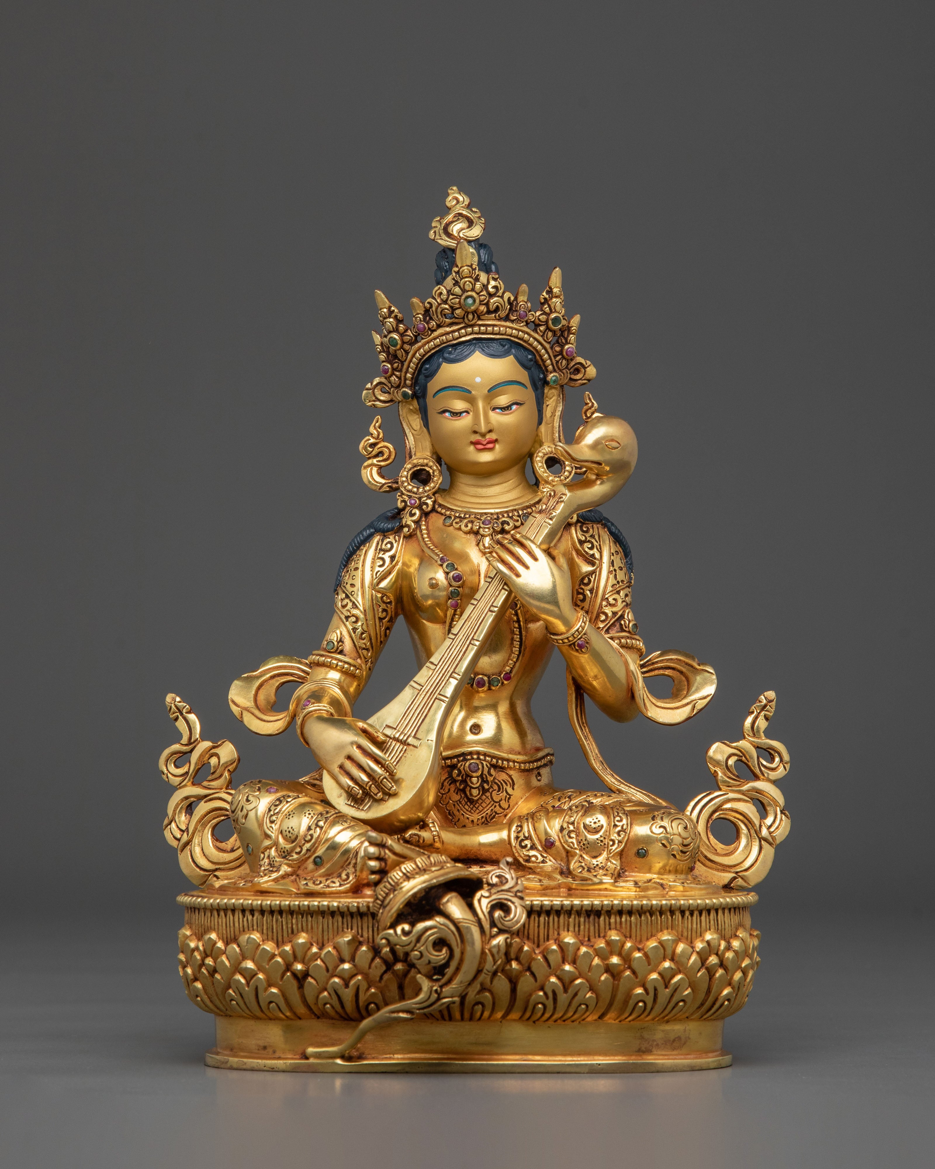 Devi Saraswati Sacred Statue | 24K Gold Gilded