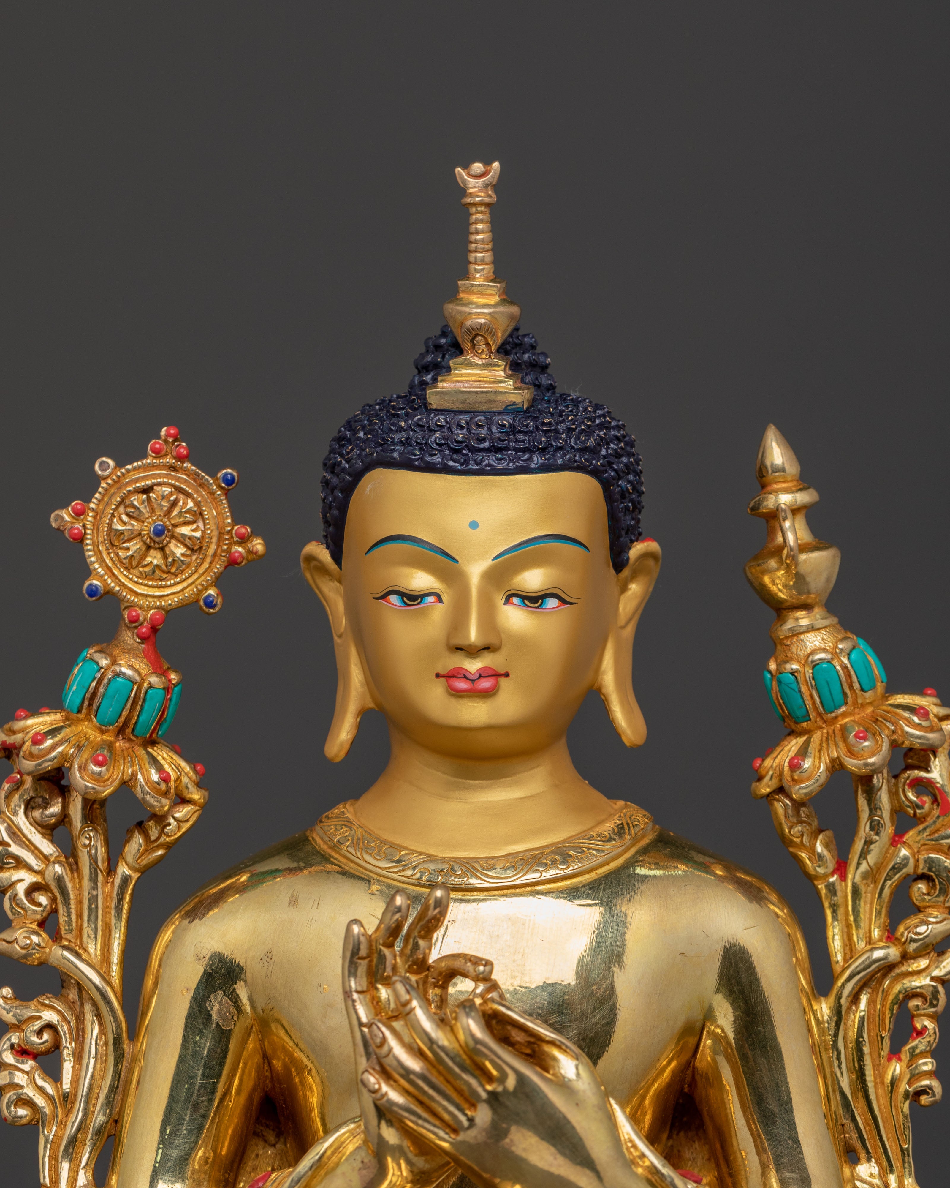 Maitreya Buddha Altar Statue | 24K Gold Gilded Icon