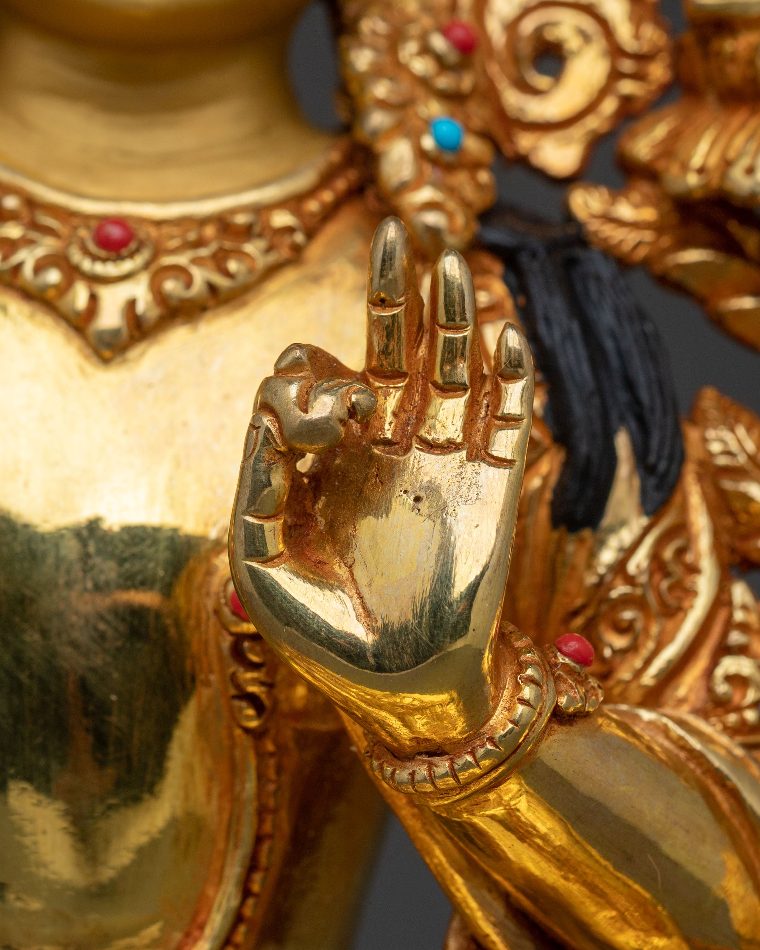 manjughoṣa sacred sculpture with 24K Gold Gilding