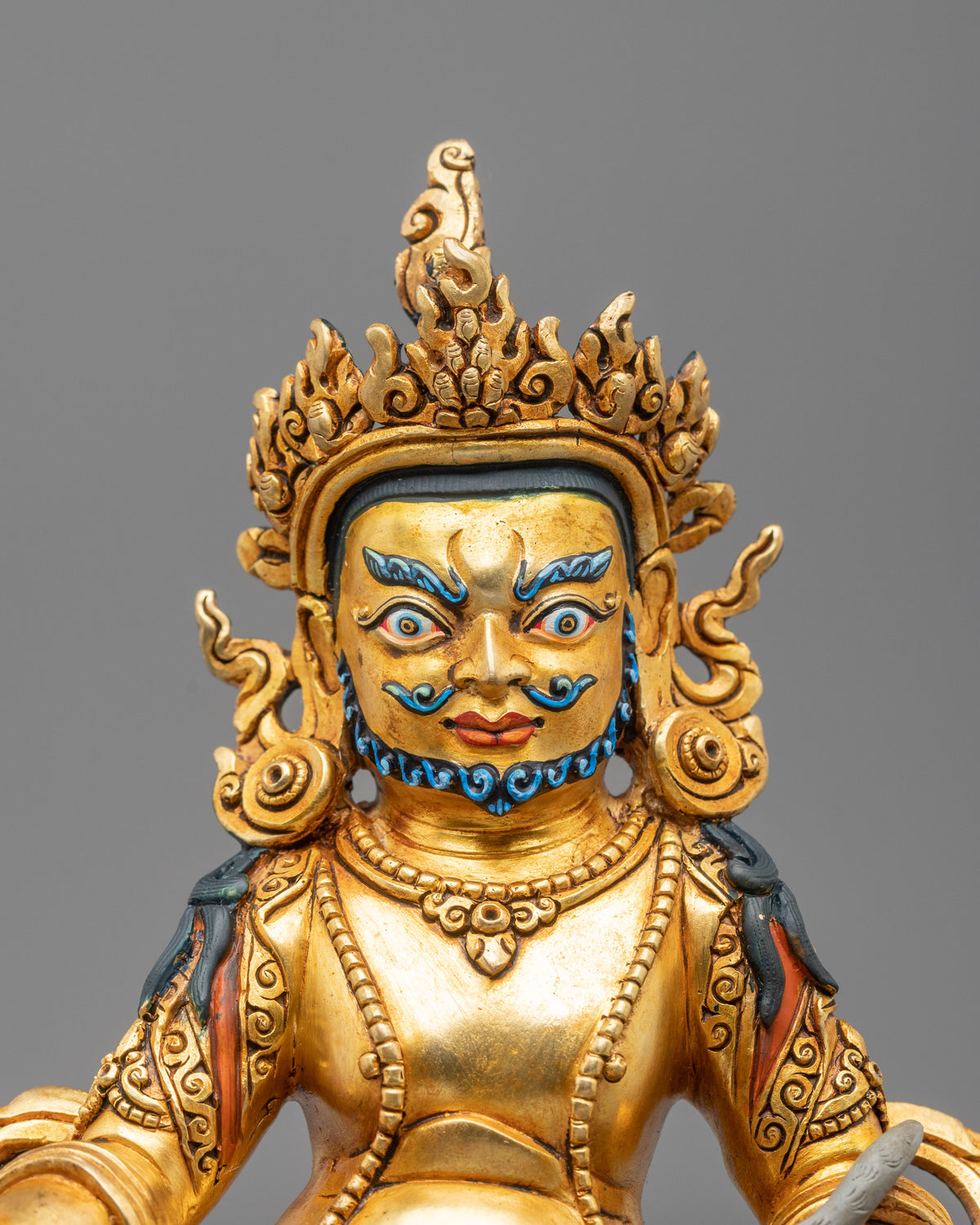 Dzambhala 24K Gold Plated Sculpture | Tibetan Figurine