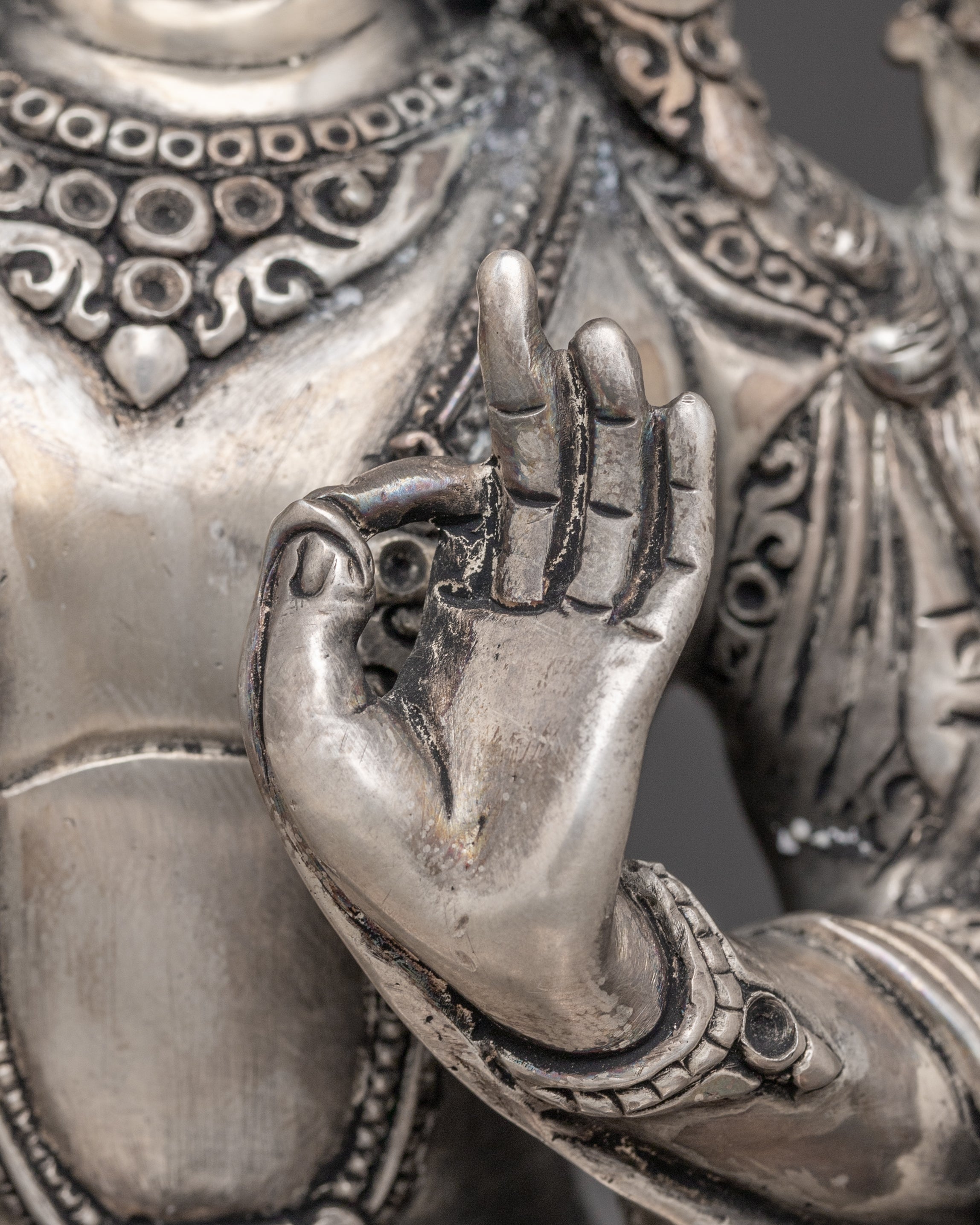 Silver-Plated Bodhisattva Manjushri Statue | Wisdom's Beacon