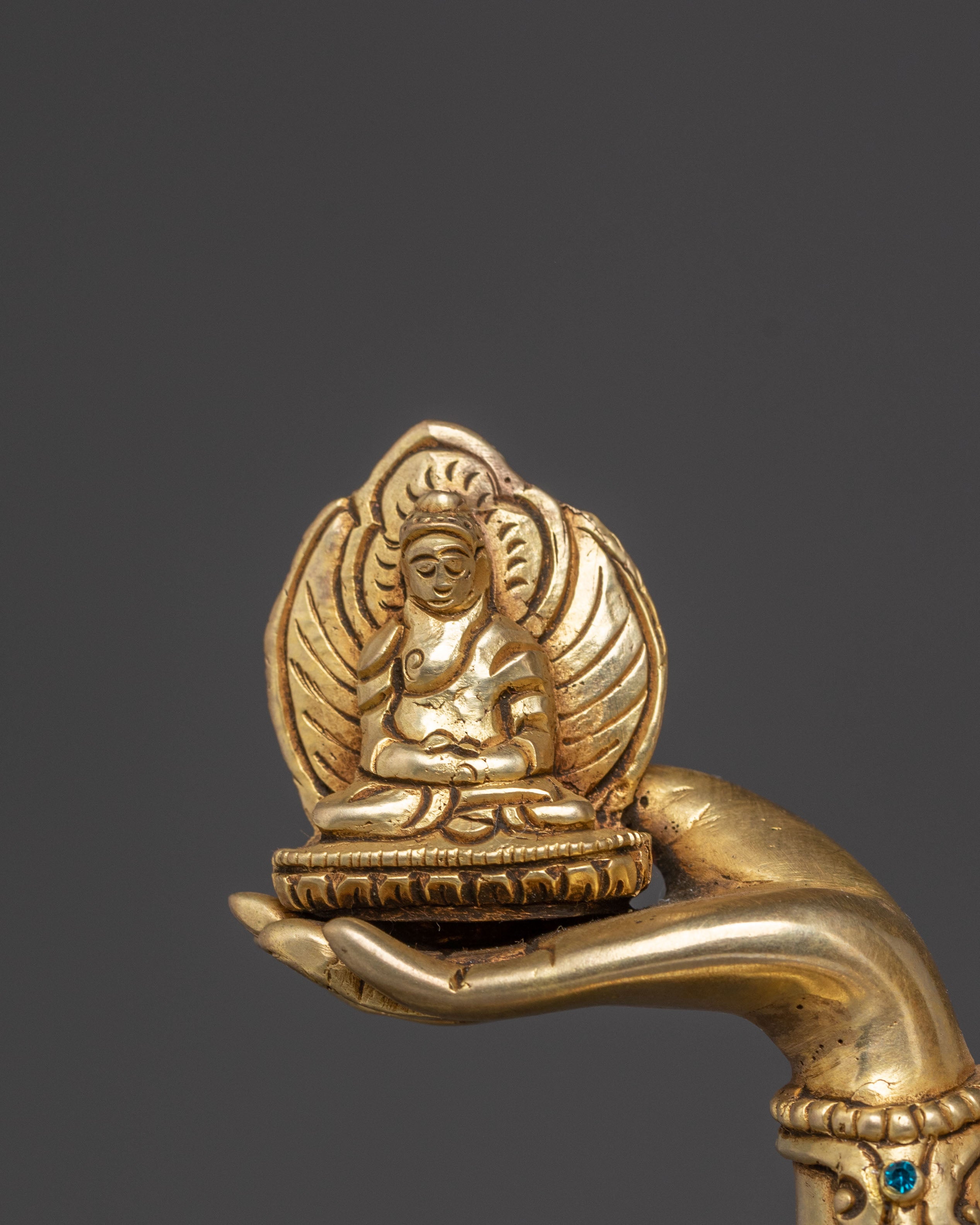 Tibetan Buddhism Deity Namgyalma Statue: Hand-Gilded Copper Masterpiece