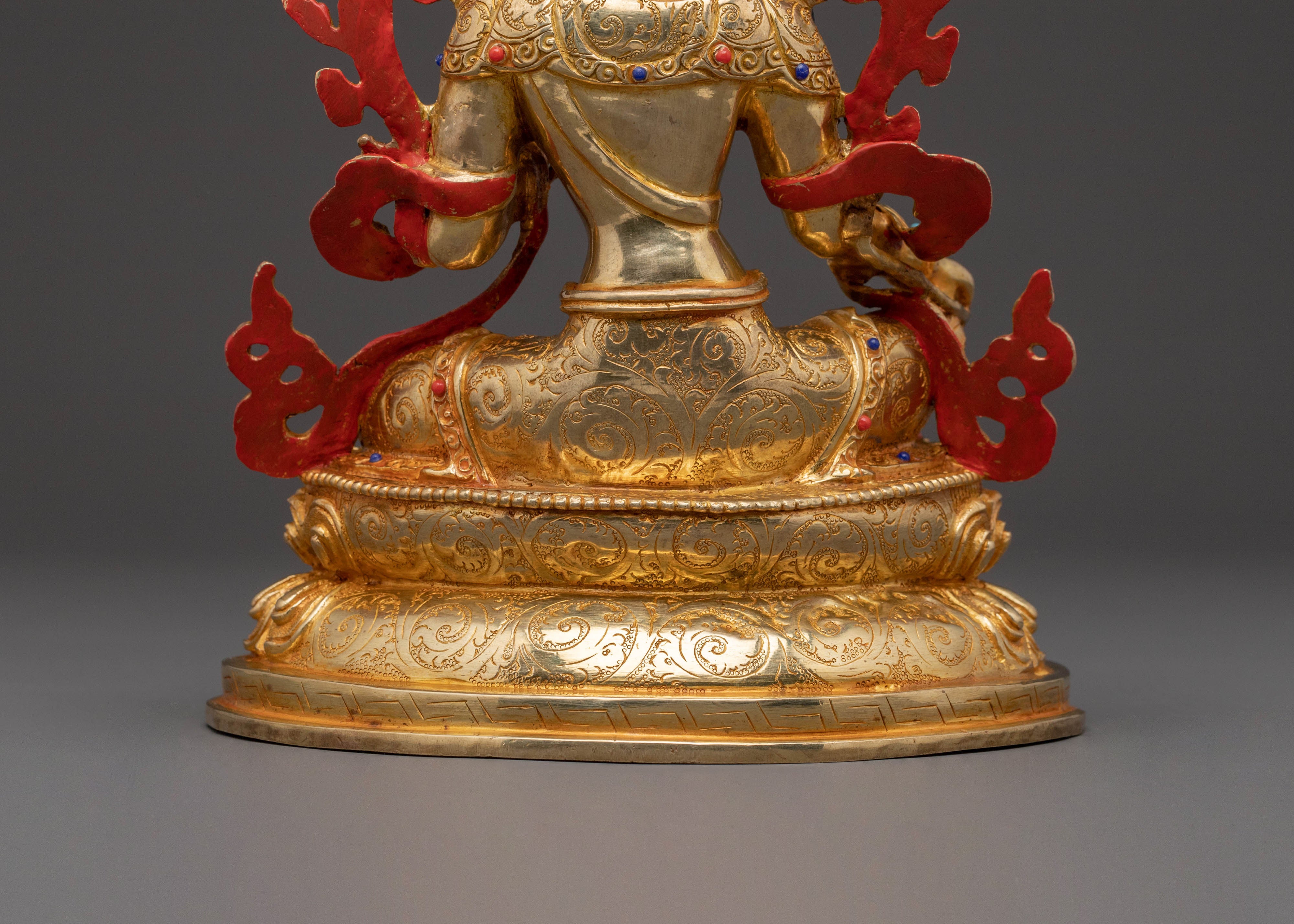 Golden Green Tara Statue for Sacred Spaces – Hand-Gilded Copper Art