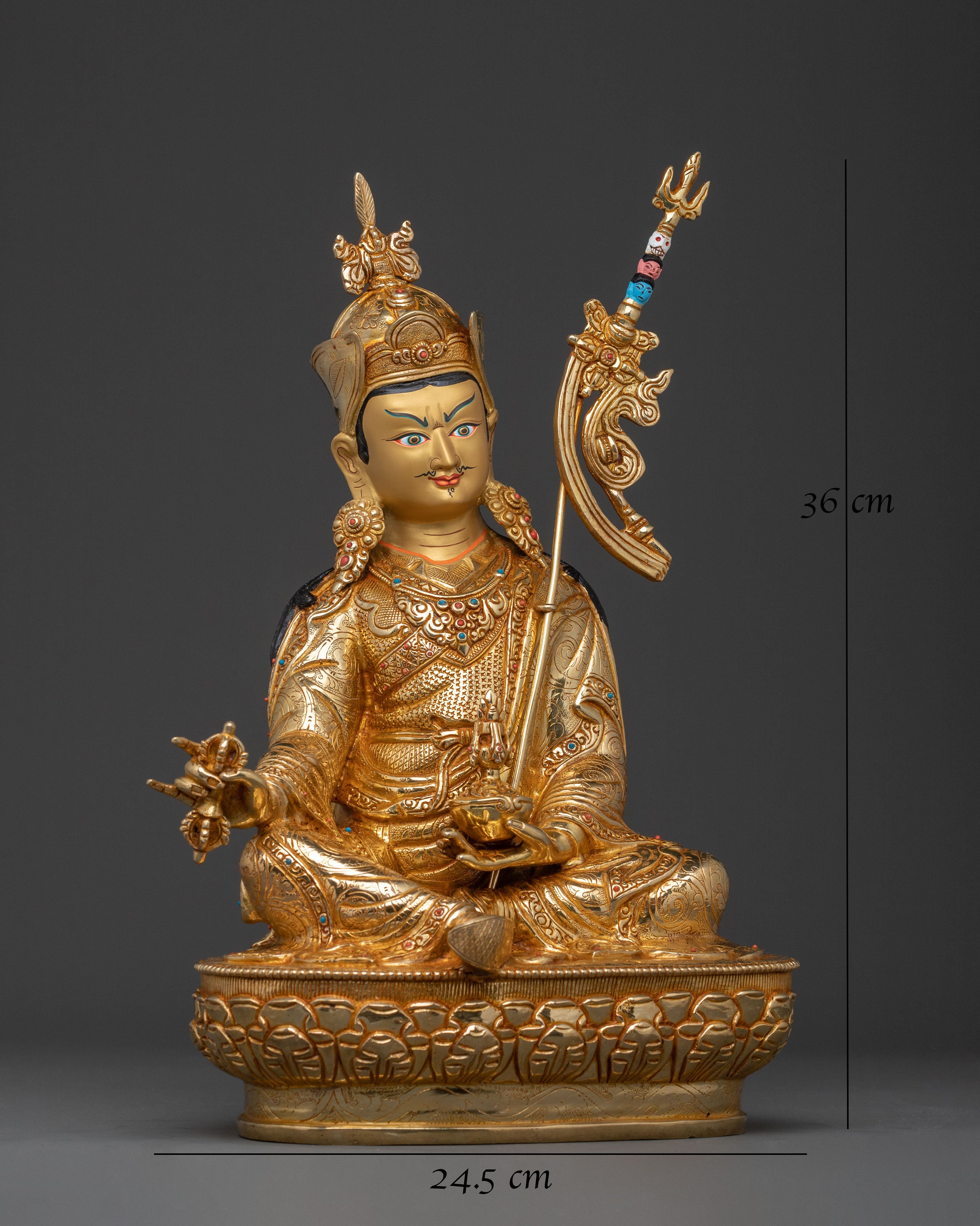 Guru Rinpoche Statue: 24K Gold Gilded Tantric Master