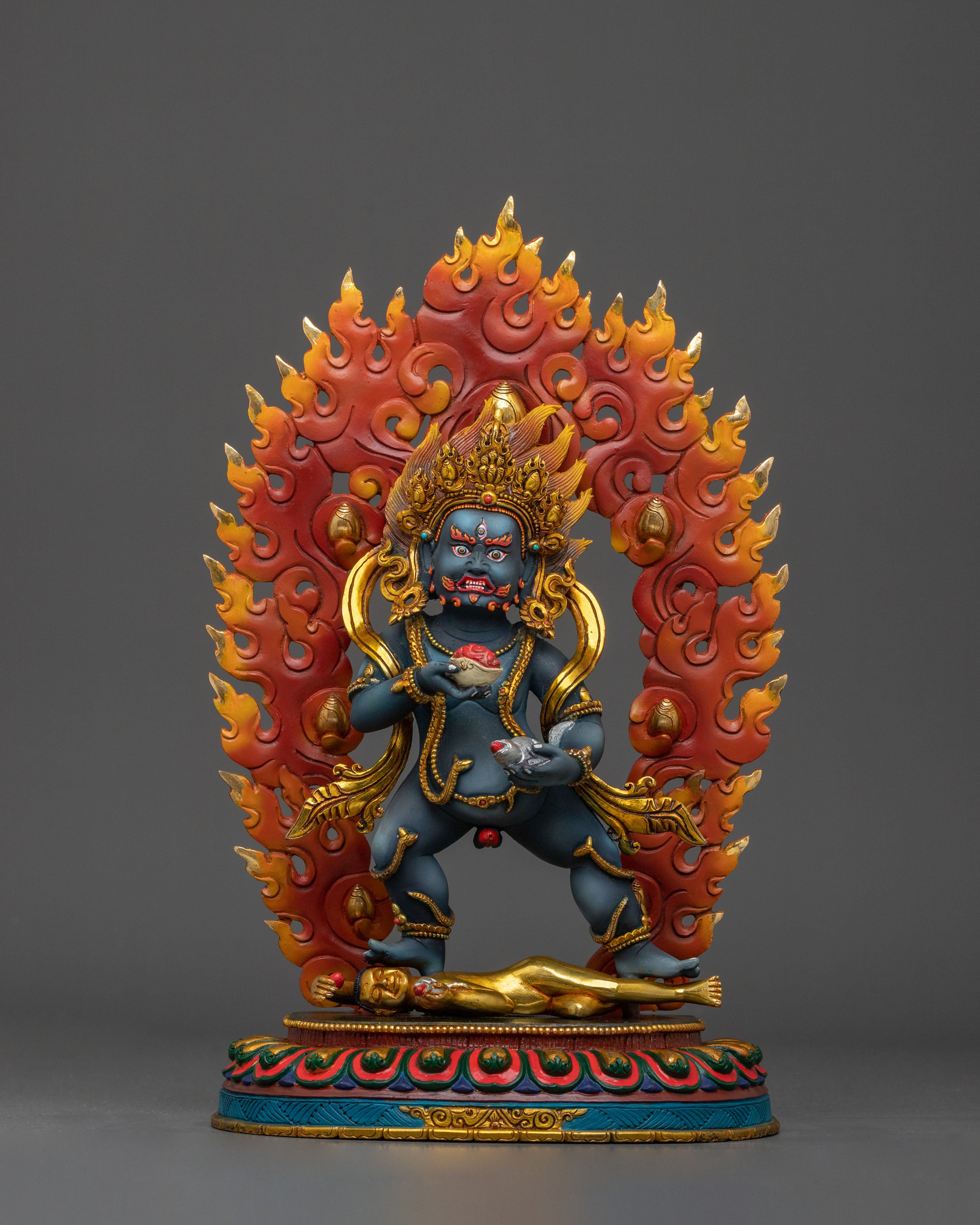 Black Dzambhala Handmade Statue | Buddhist Protector Sculpture