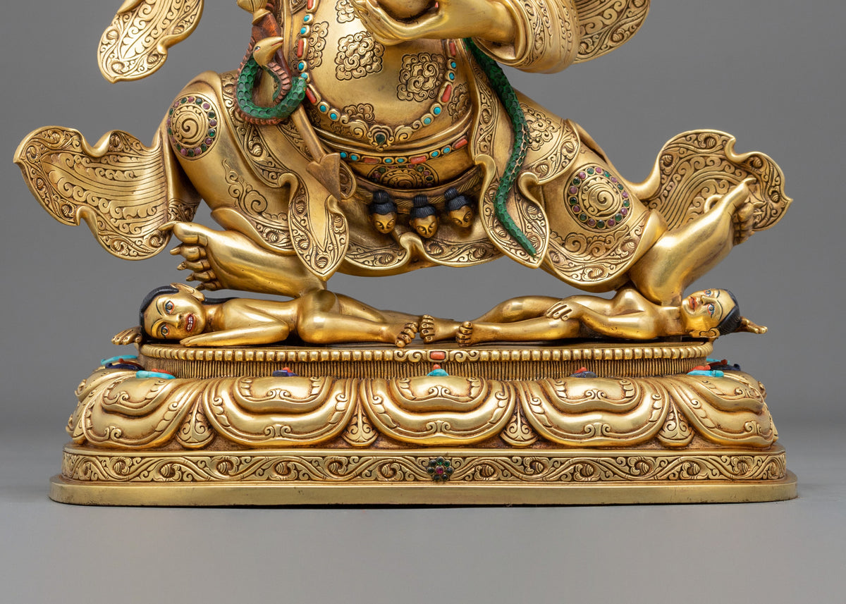 24K Gold Gilded Copper Mahakala Bernakchen Statue | Vajrayana Protector