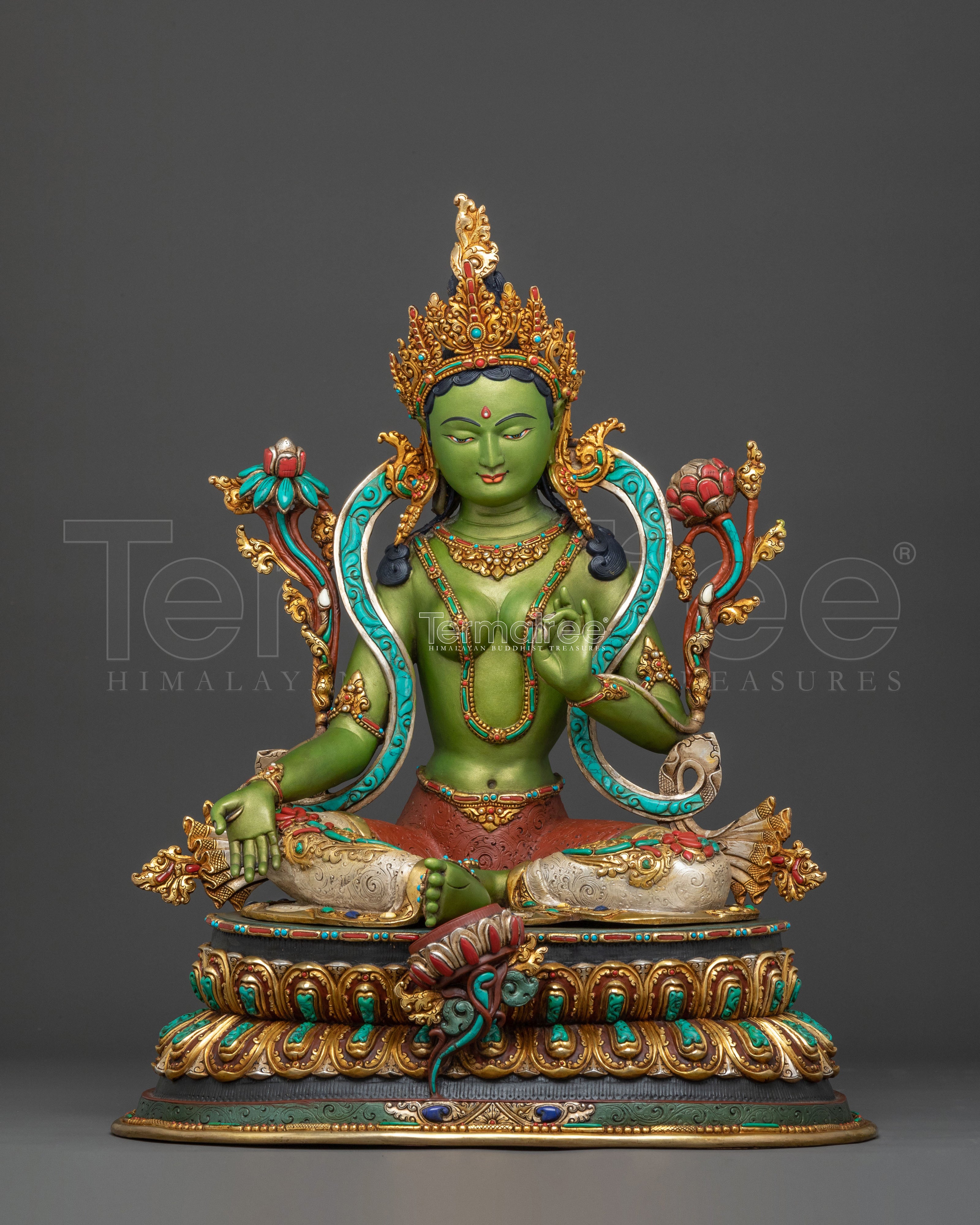 Green Tara Copper Statue