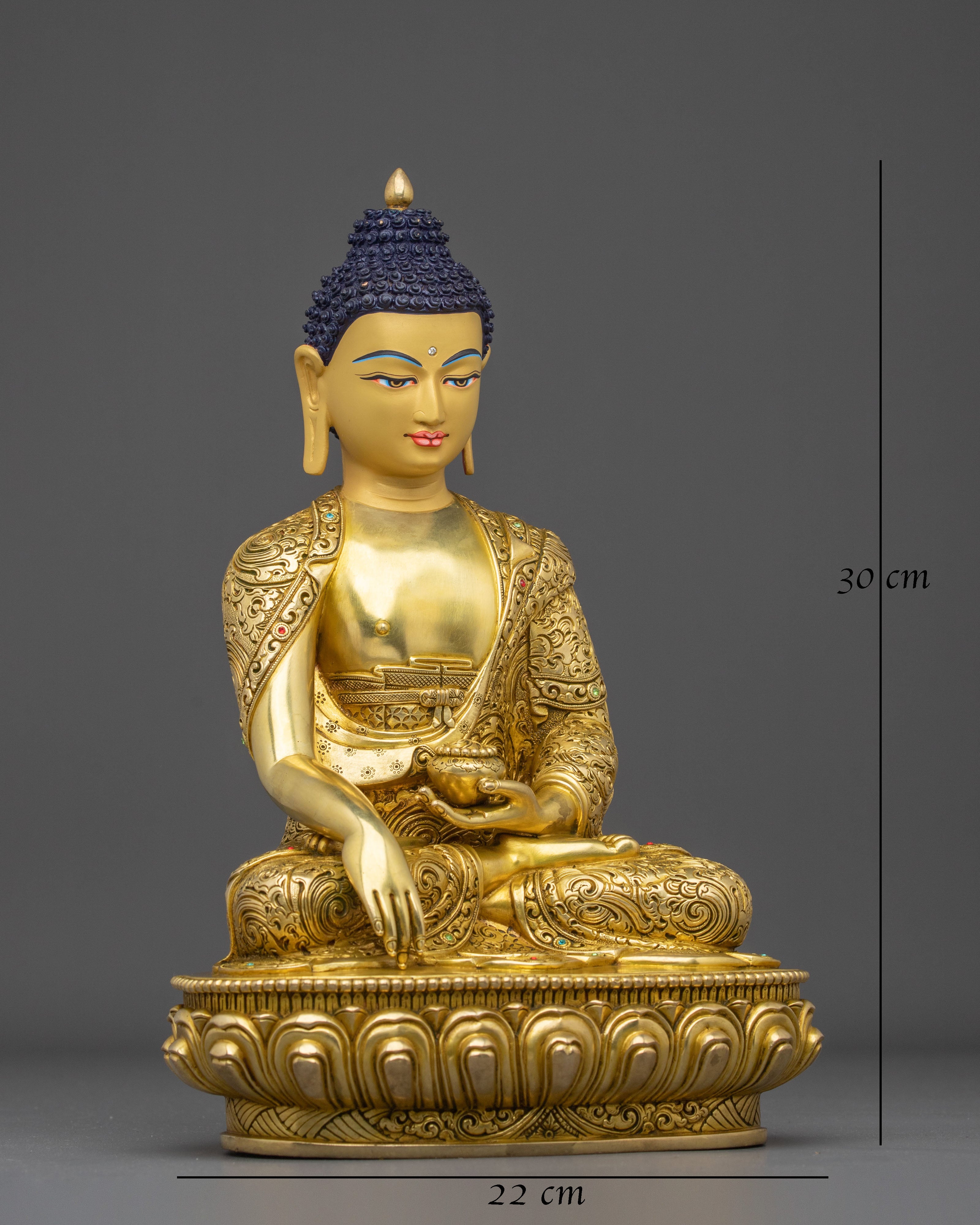 Shakyamuni Buddha Handmade 24K Gold Gilded Statue