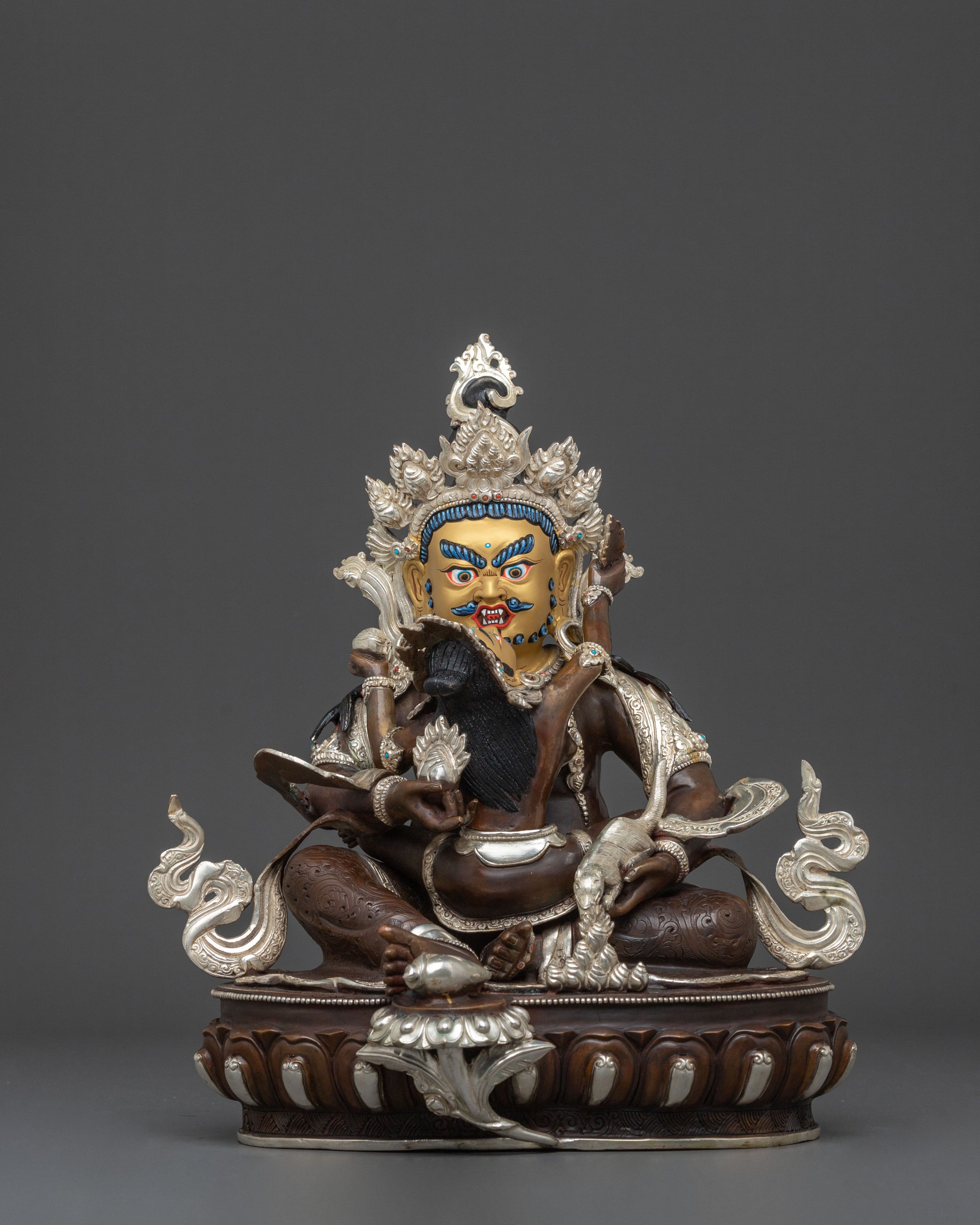 Red Dzambhala Statue | Oxidized Copper Wealth Deity