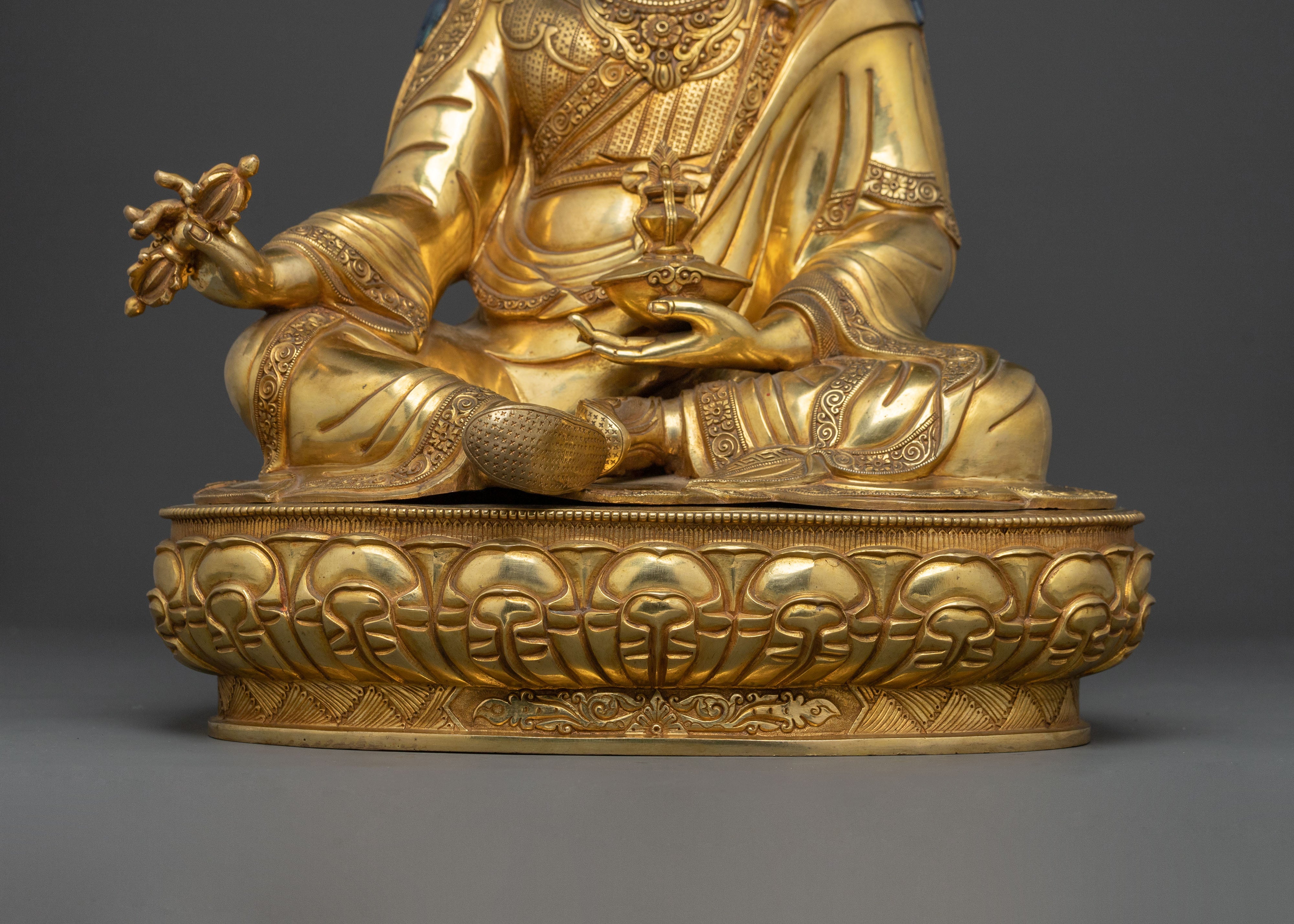 Padmasambhava Statue | 24K Gold Gilded Spiritual Icon