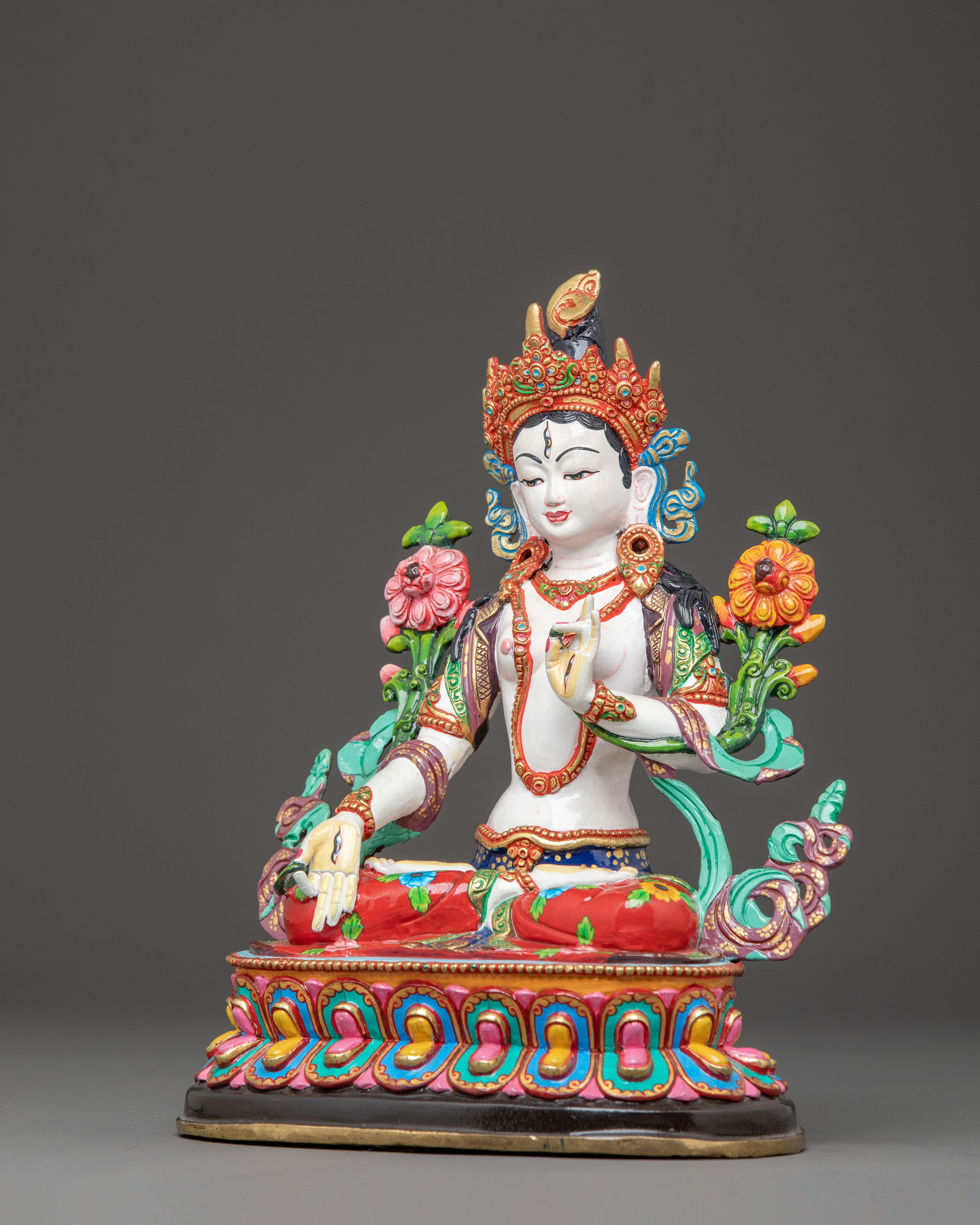 White Tara Golden Buddhist Statue | Sita Tara - Female Buddha
