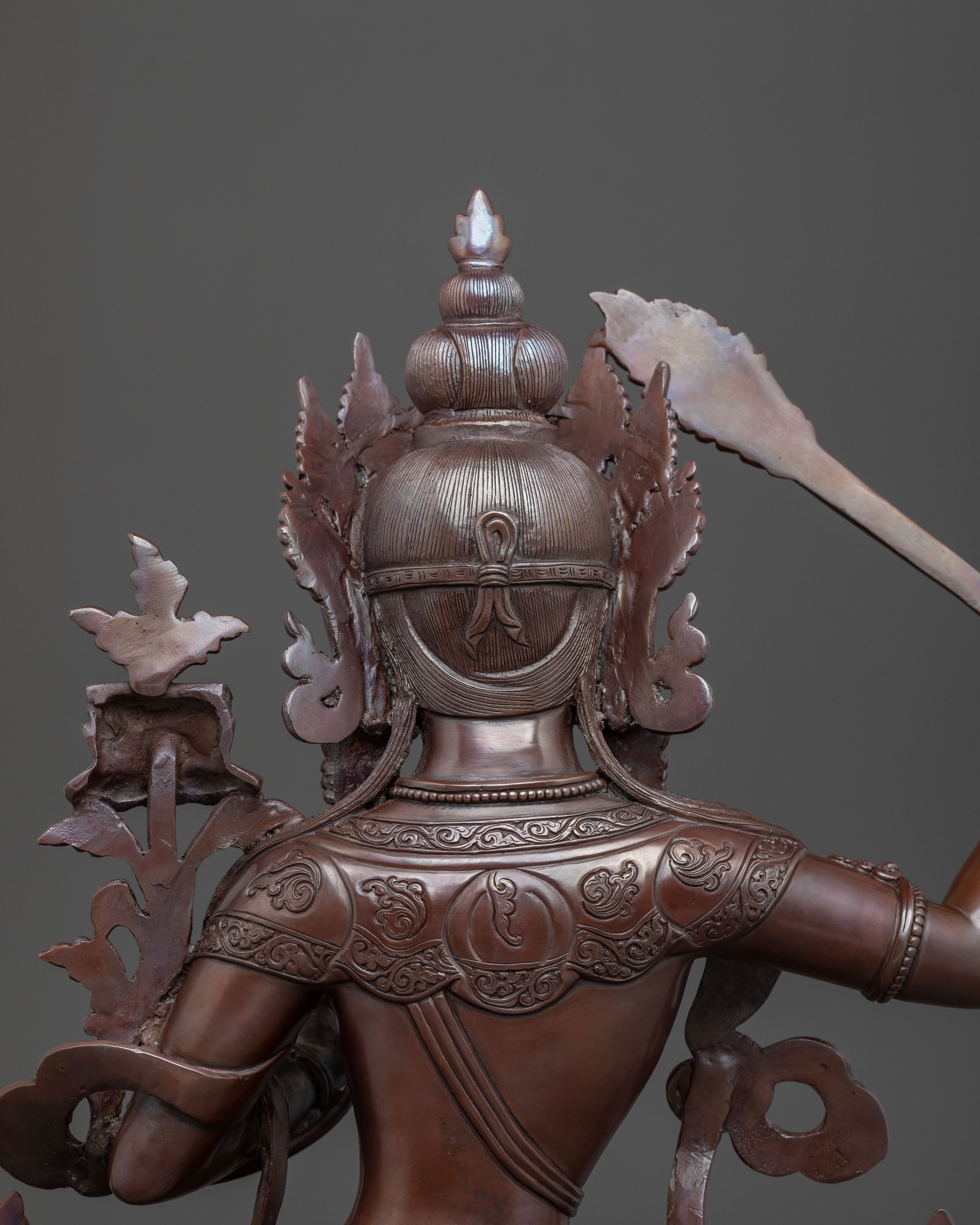 Oxidized Copper Manjushri Buddhist Statue