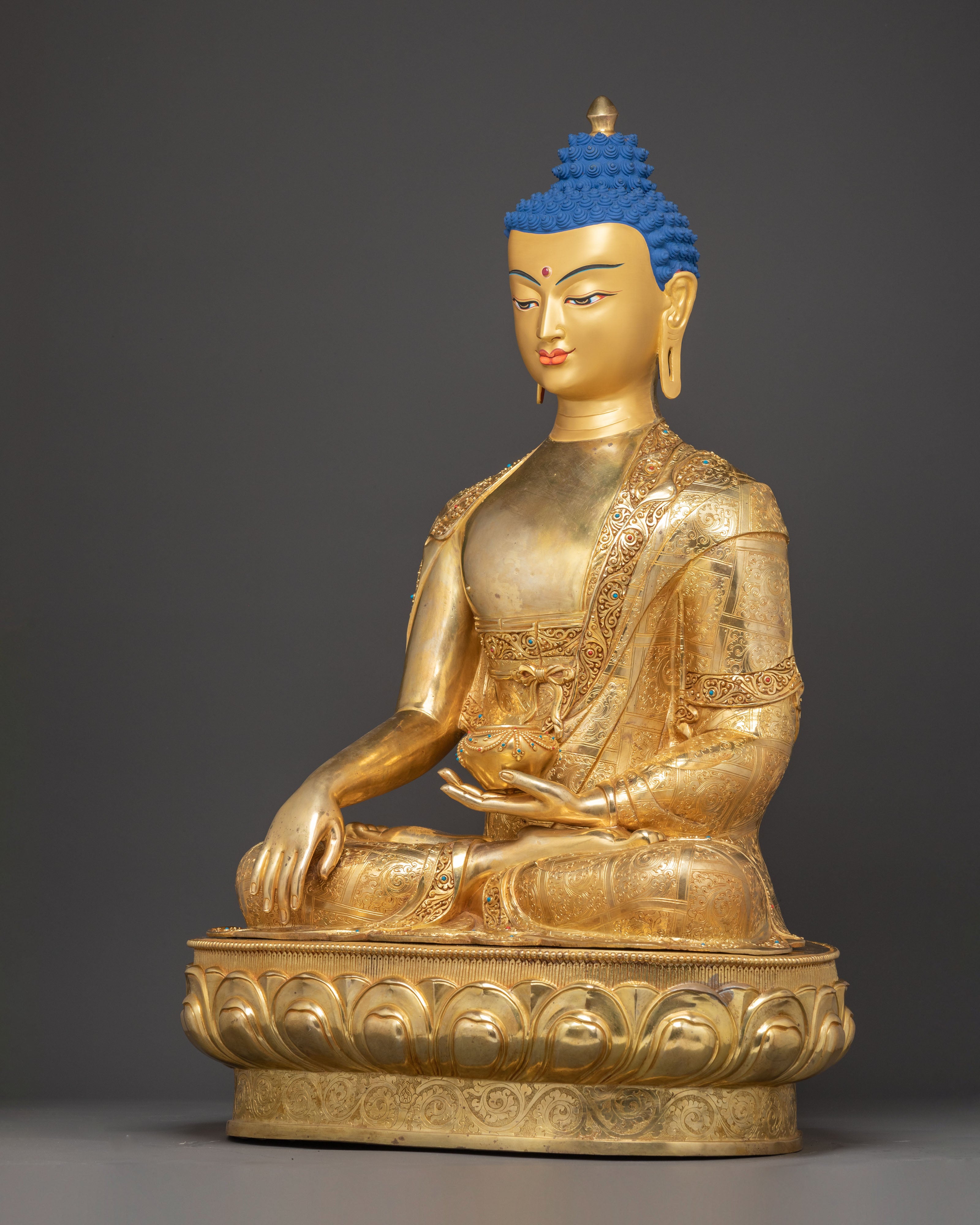 Golden Handmade Historical Shakyamuni Buddha Statue | Enlightenment Icon