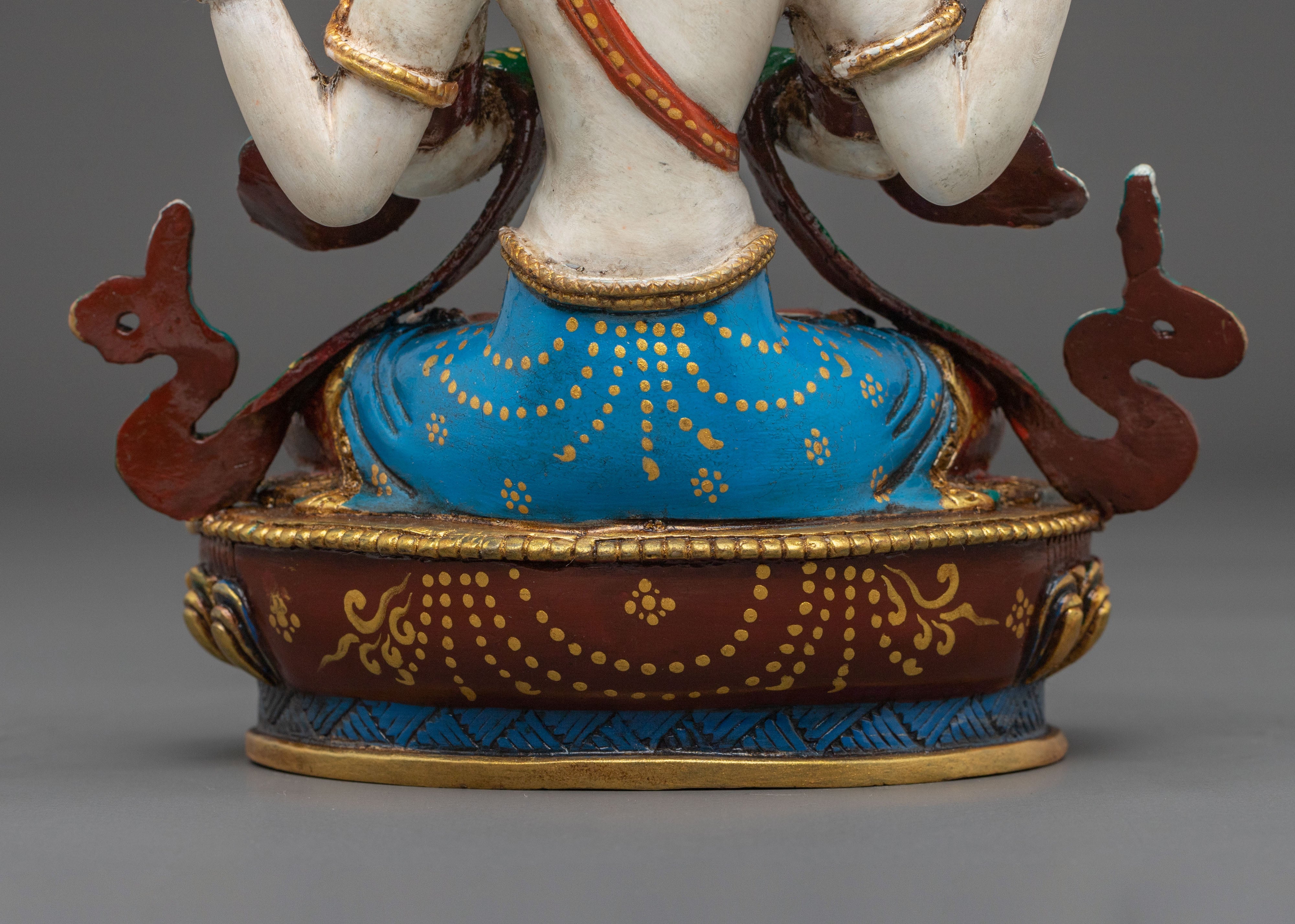 Chenrezig Sculpture | 24K Gold Plated Bodhisattva Figurine
