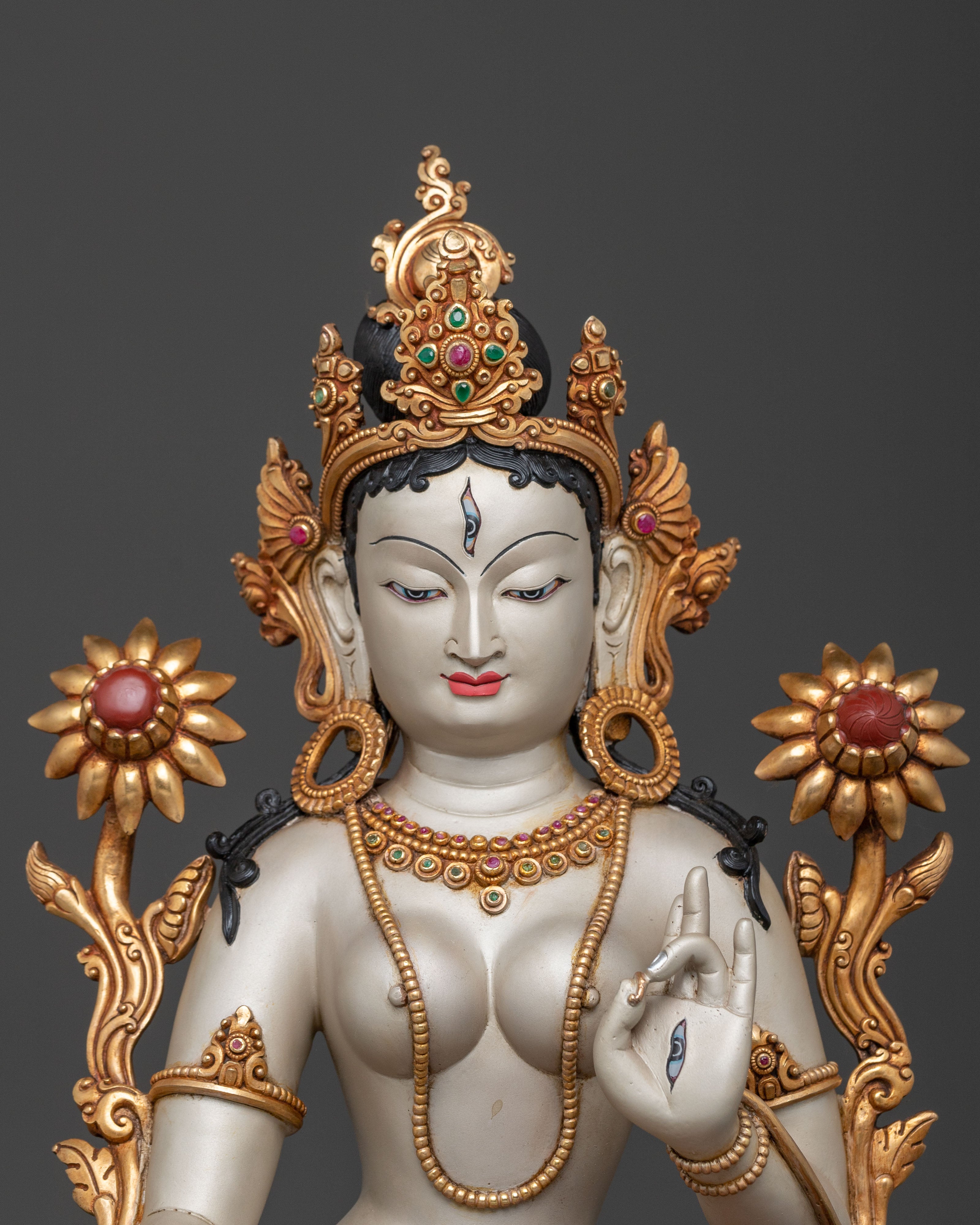 White Tara: Radiant 24K Gold Gilded Sculpture