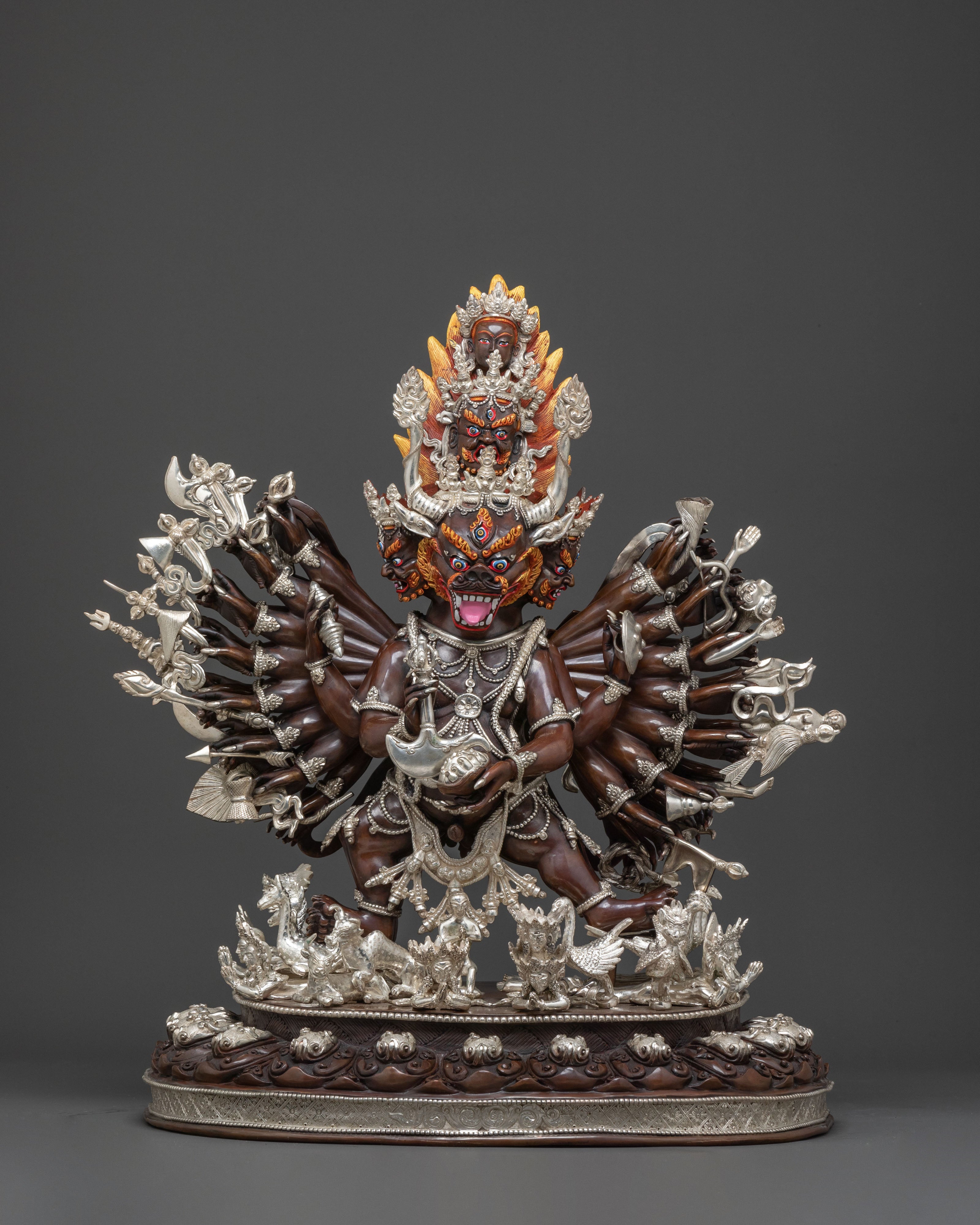 Oxidized Copper Yamantaka Statue | Buddhist Altar Decor