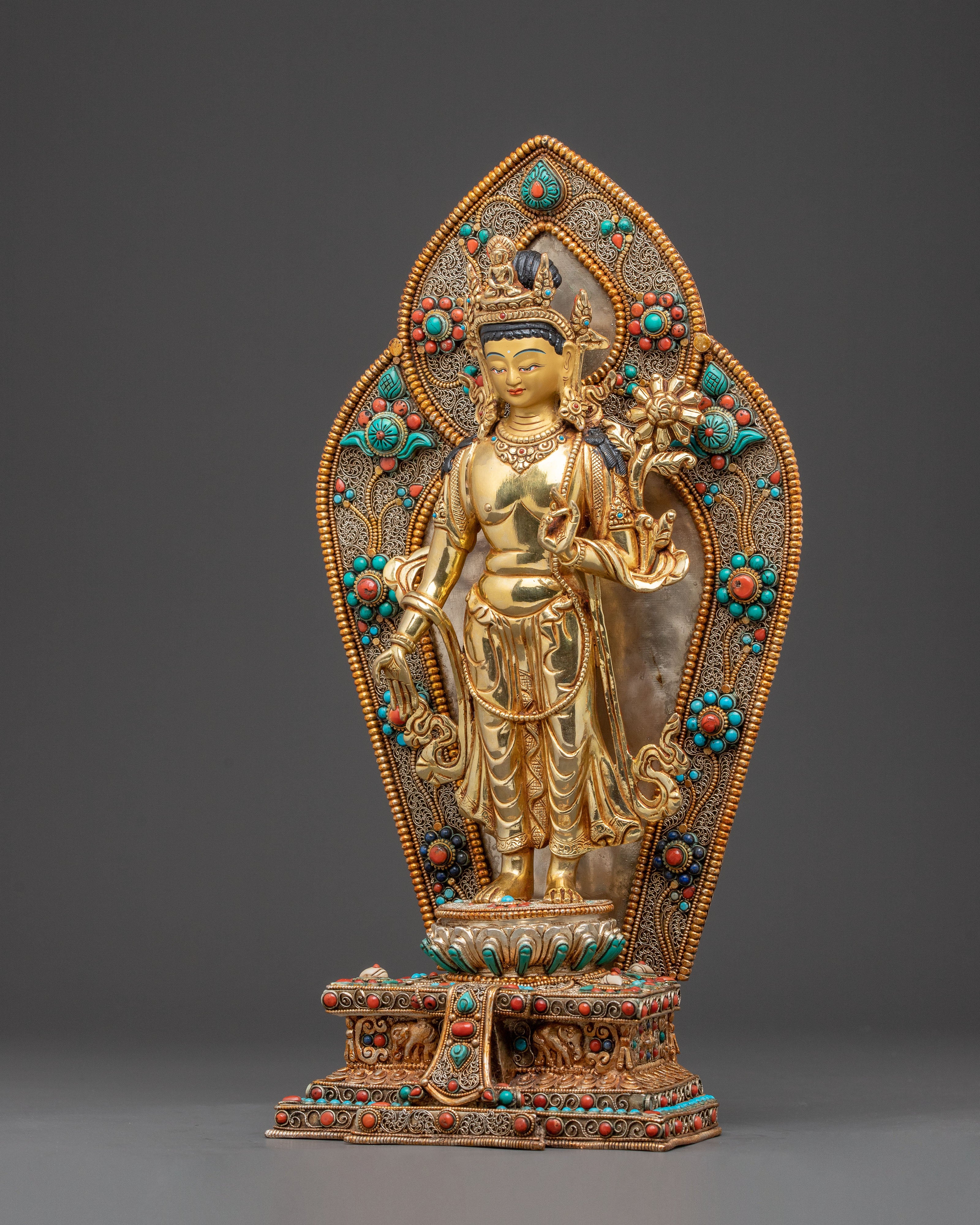 Divine Avalokiteshvara Golden Statue - 24K Gold Gilded