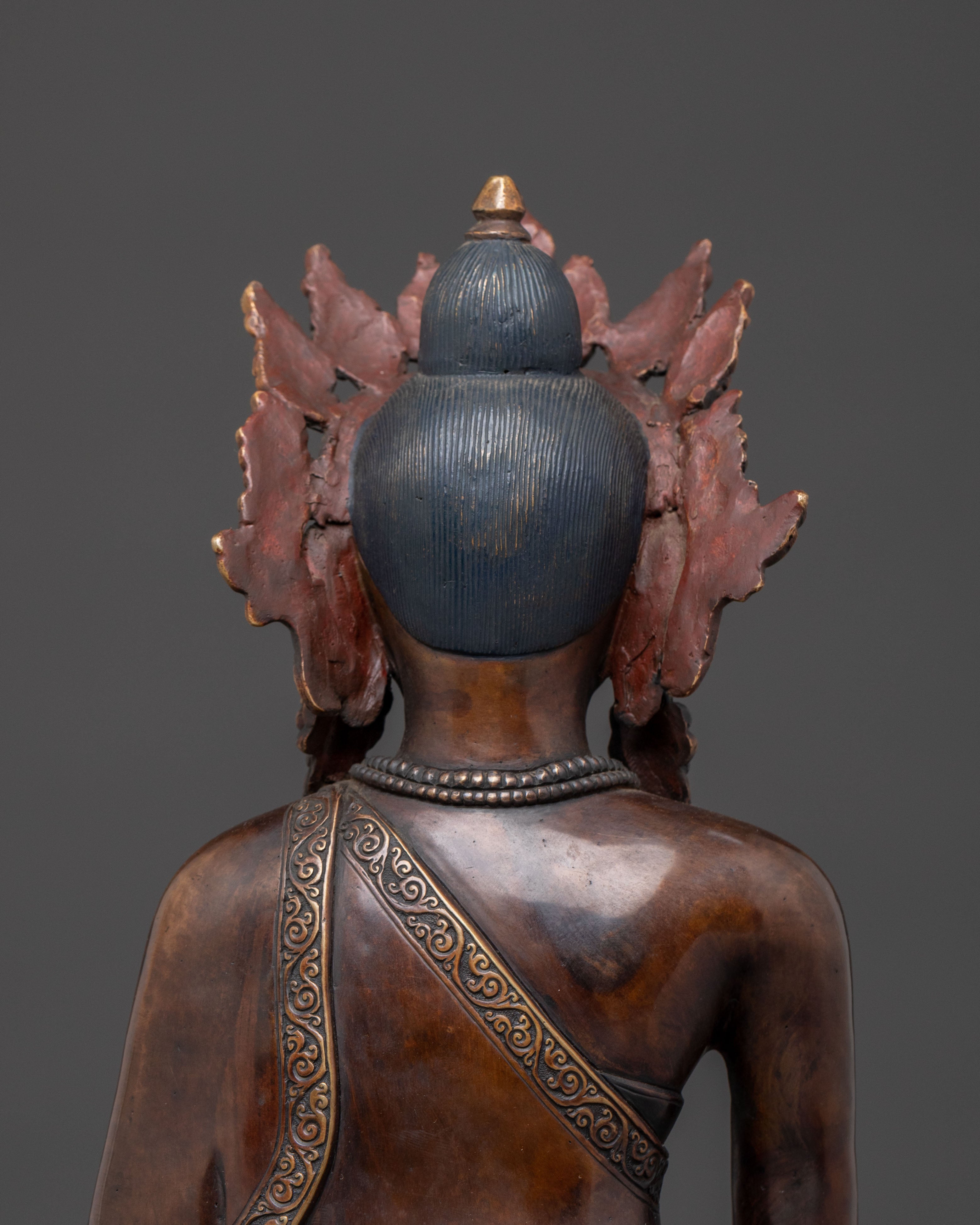 Crown Shakyamuni Buddha Statue on Throne for Rituals
