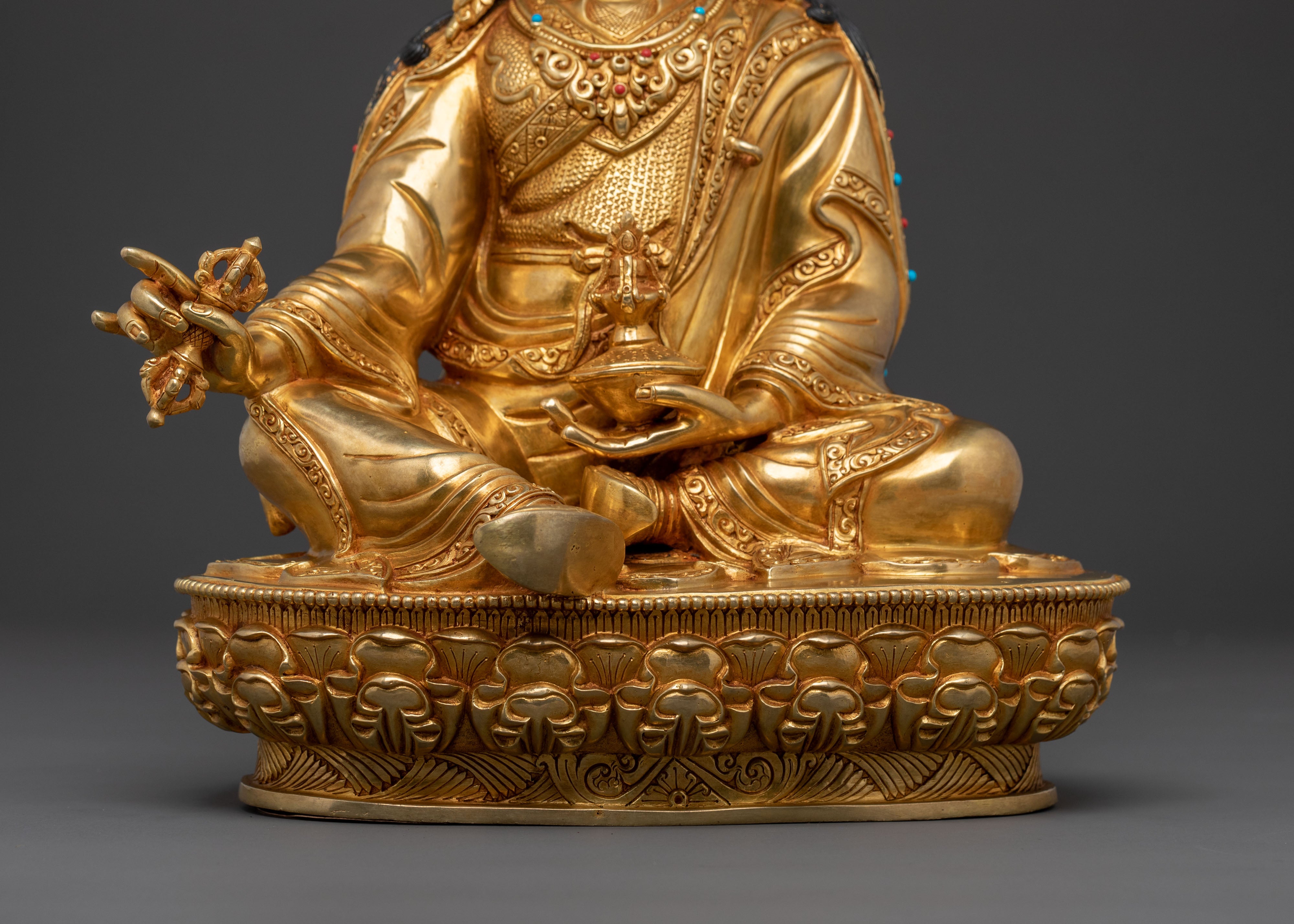 Guru Rinpoche Buddhist Teacher Statue | Tibetan Altar Decor