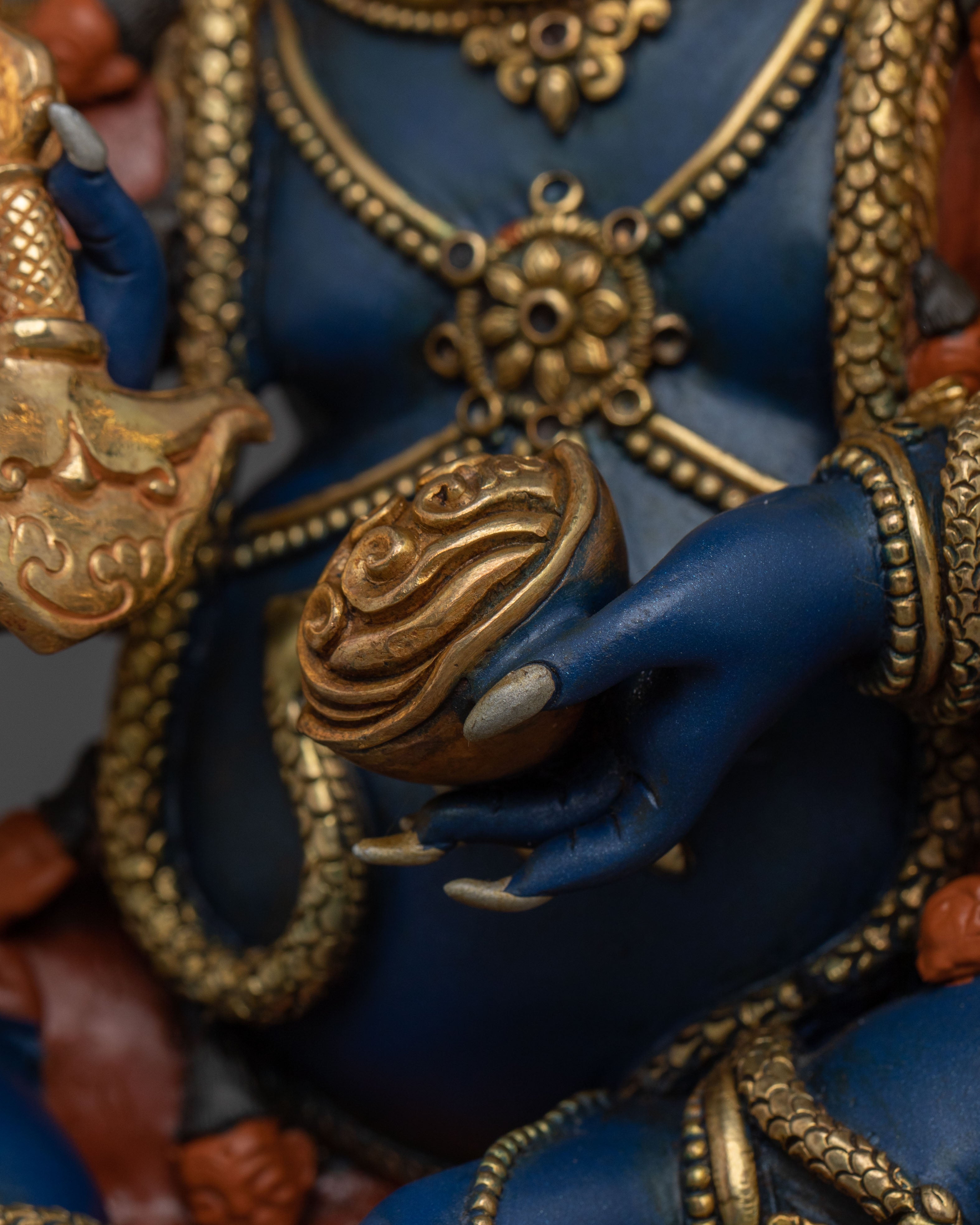 Handcrafted Four Armed Mahakala Statue | Himalayan Buddhist Protector