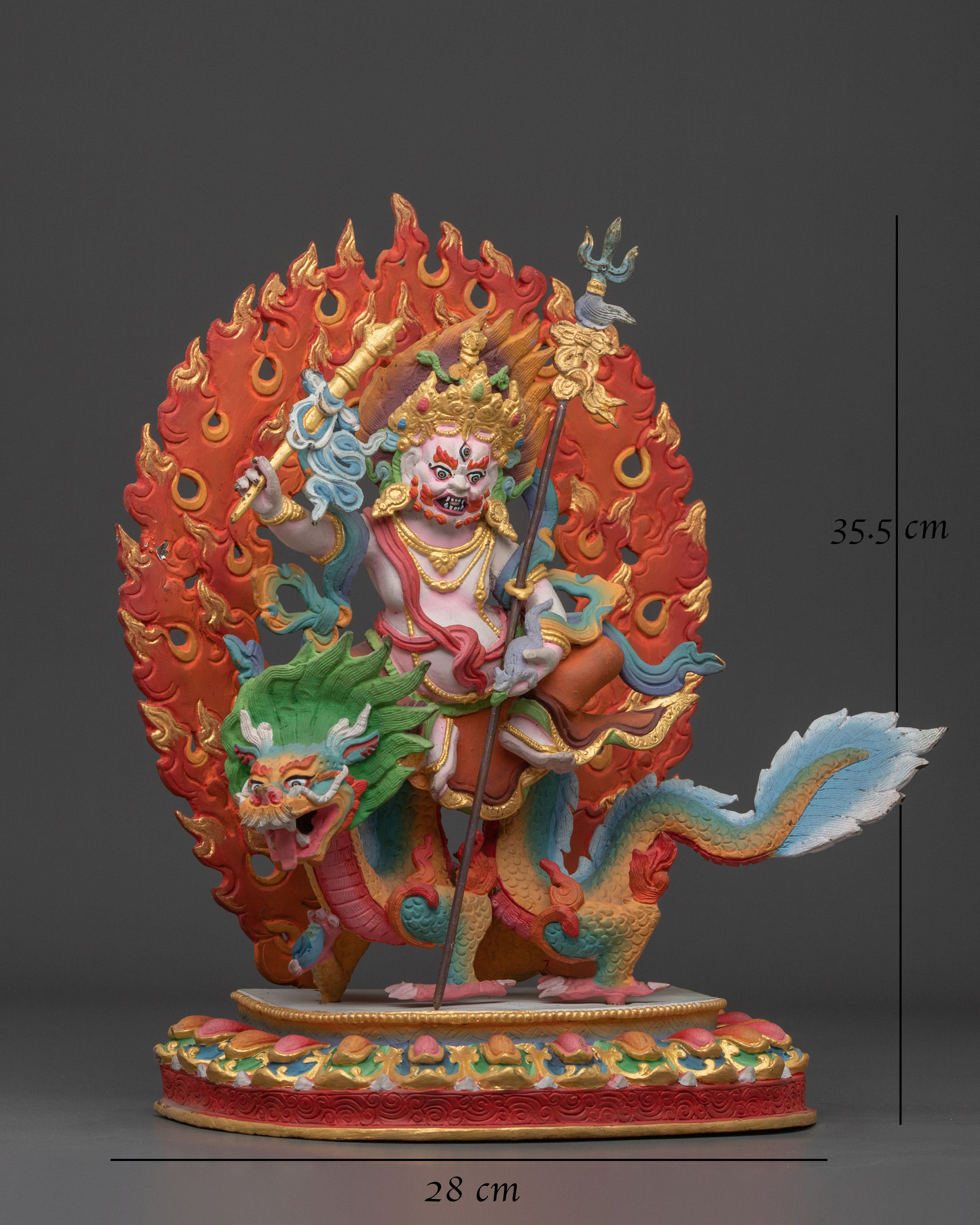 Hand Carved White Dzambhala Statue | Buddhist Wealth Decity