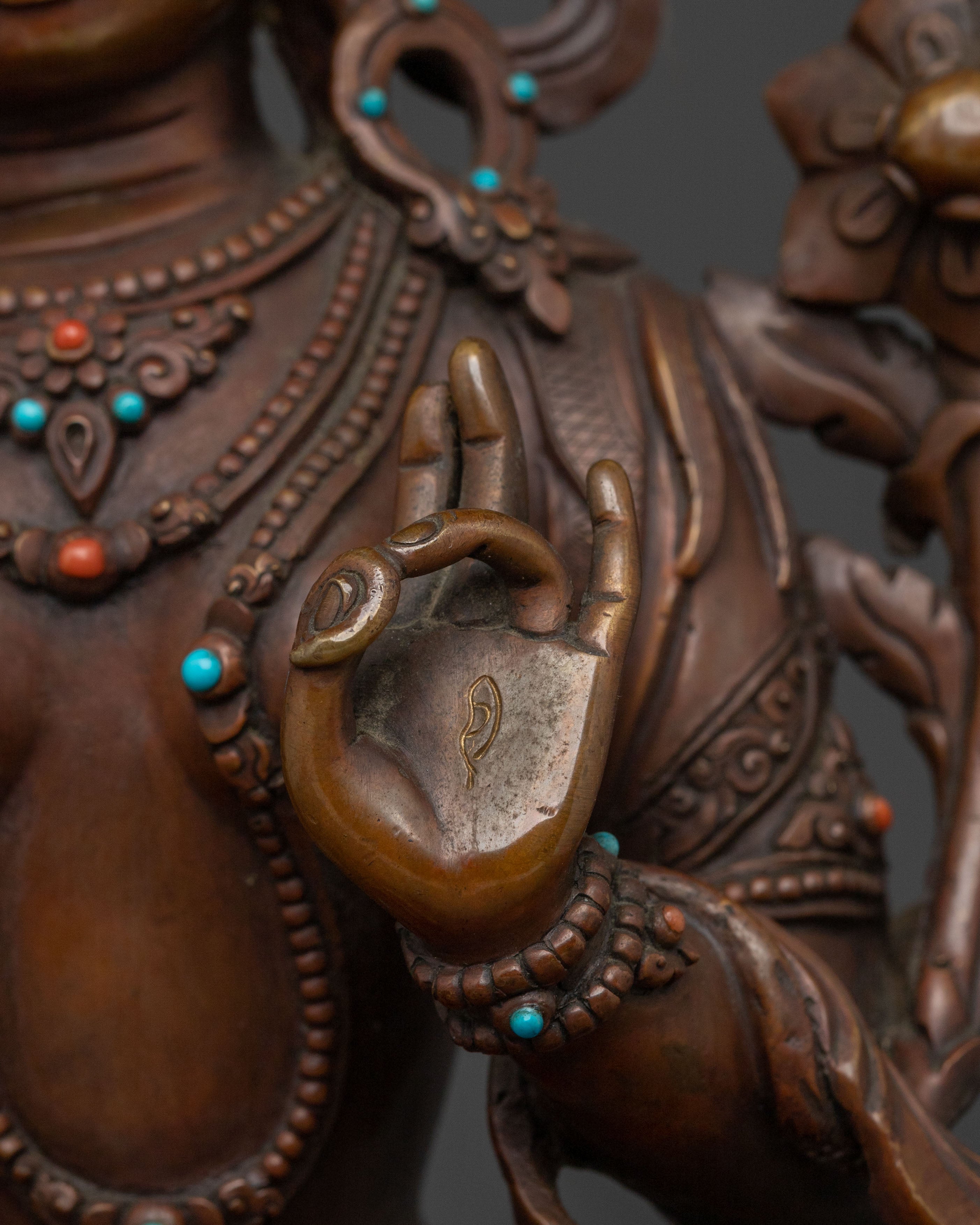 White Tara Oxidized Copper Statue | Healing Goddess