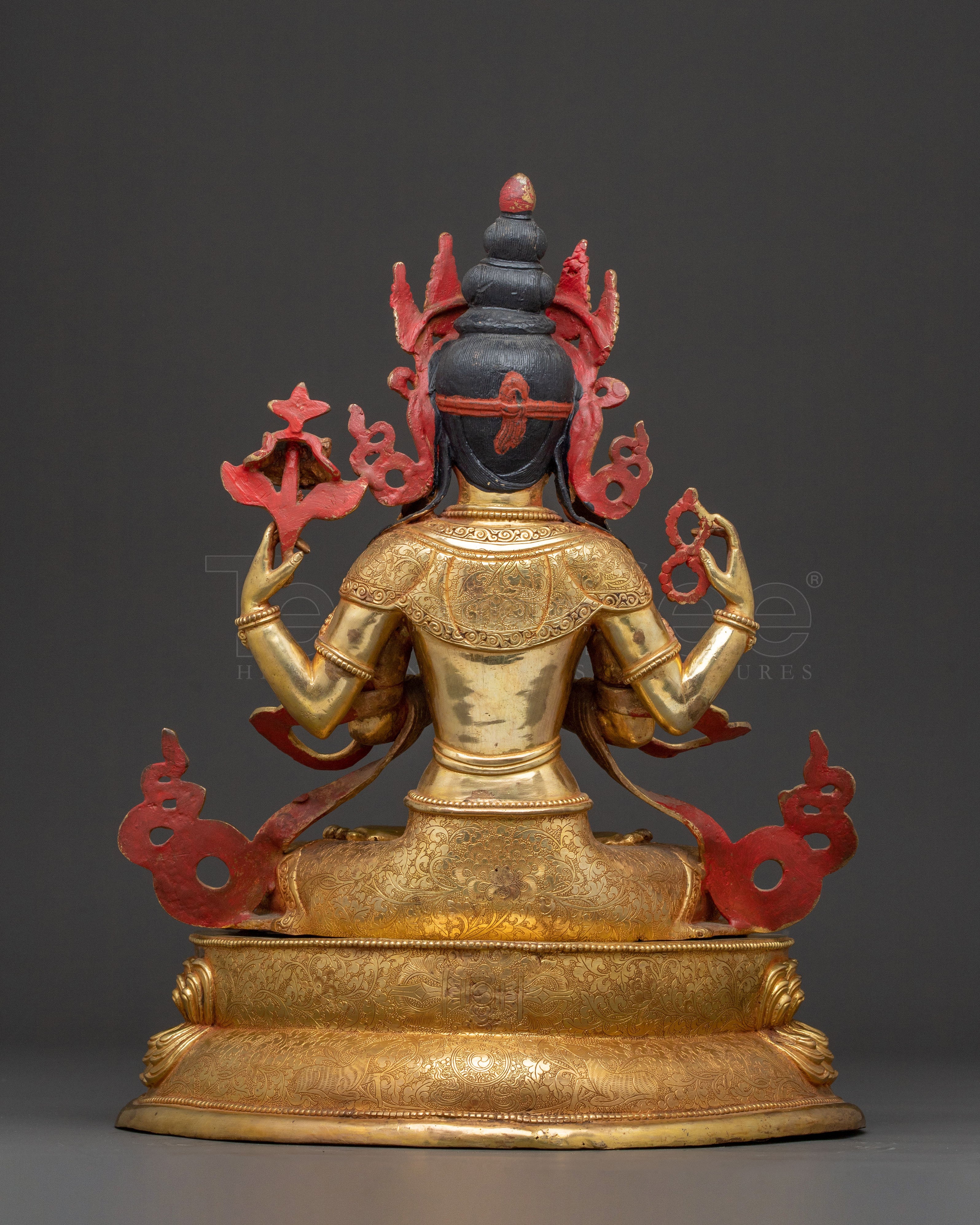 Chenrezig Bodhisattva Blessing Statue – 24K Gold Gilded