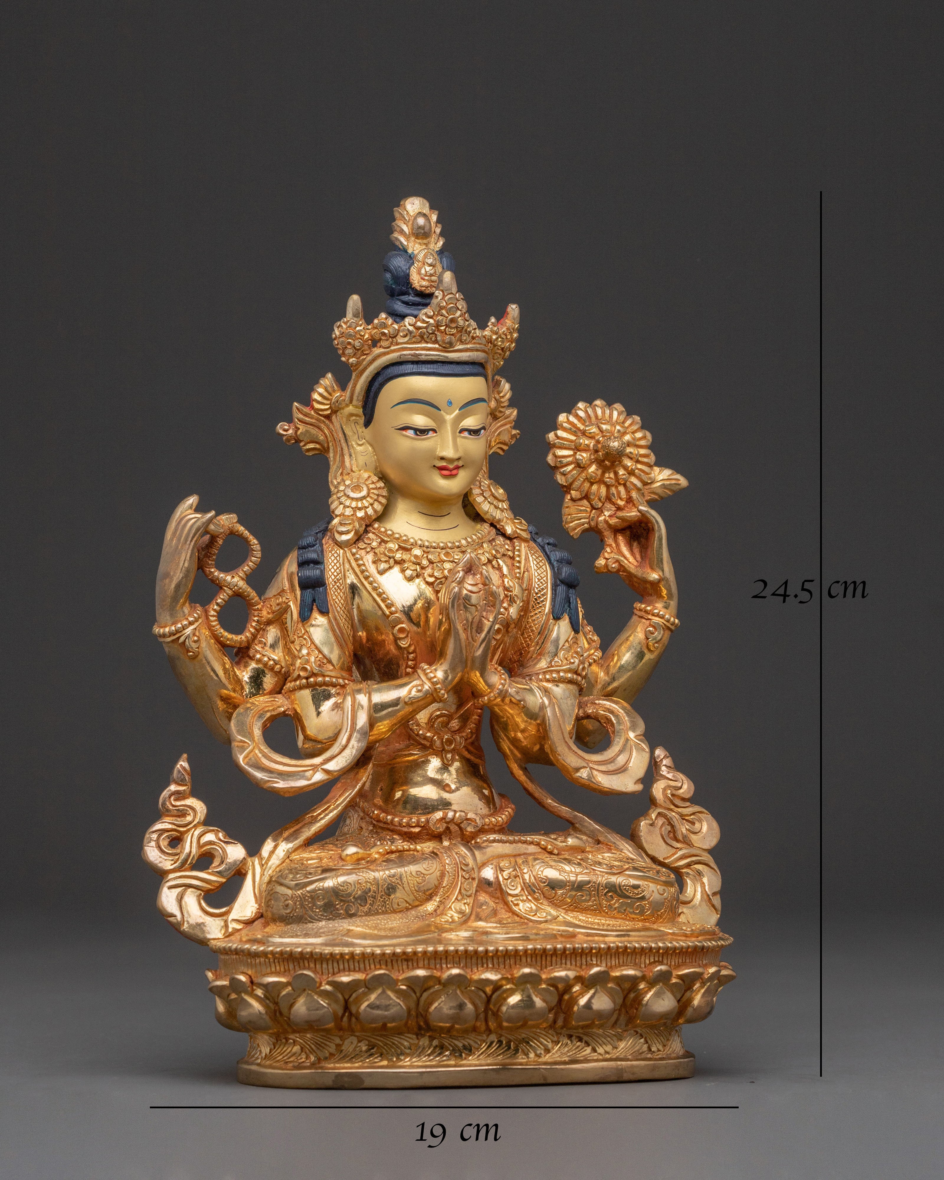 Chenrezig Golden Statue: Eyes of Compassion