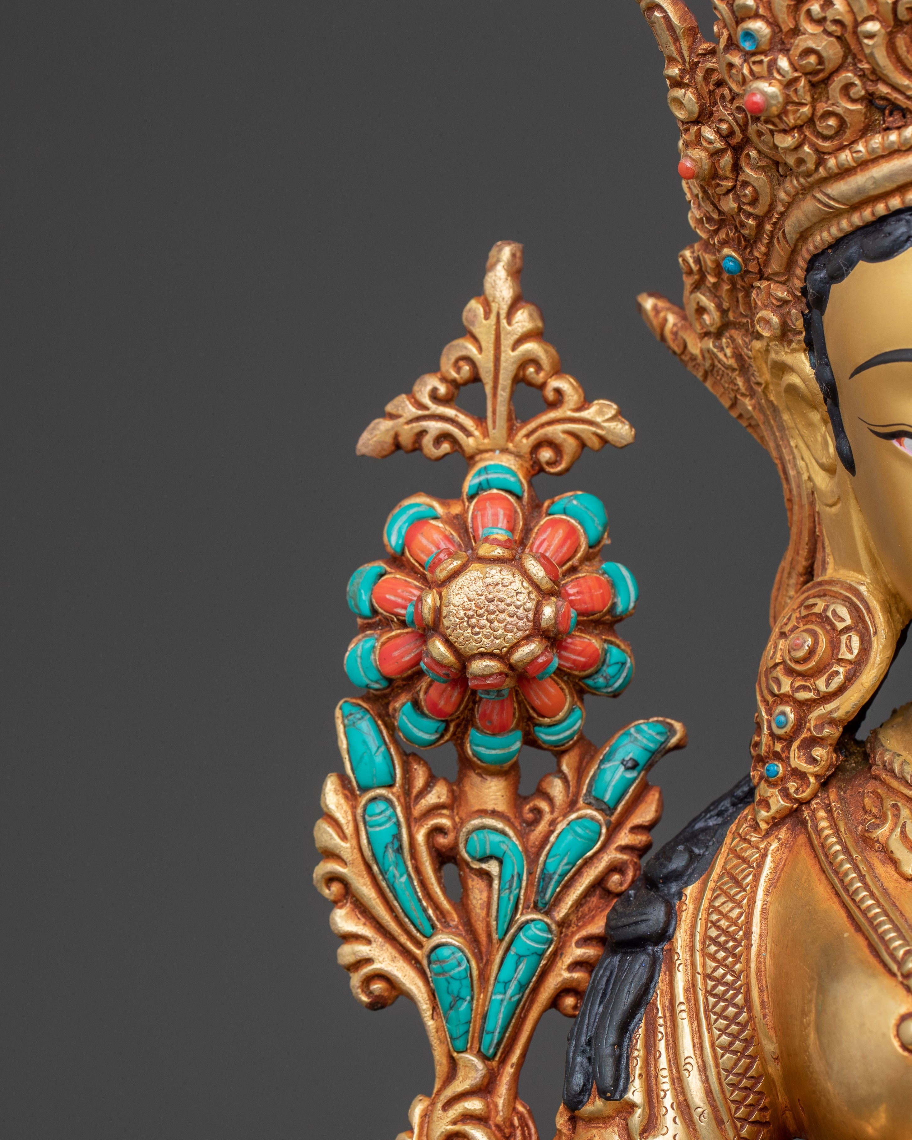 White Tara Statue Guardian of Wellness: Hand-Gilded Copper