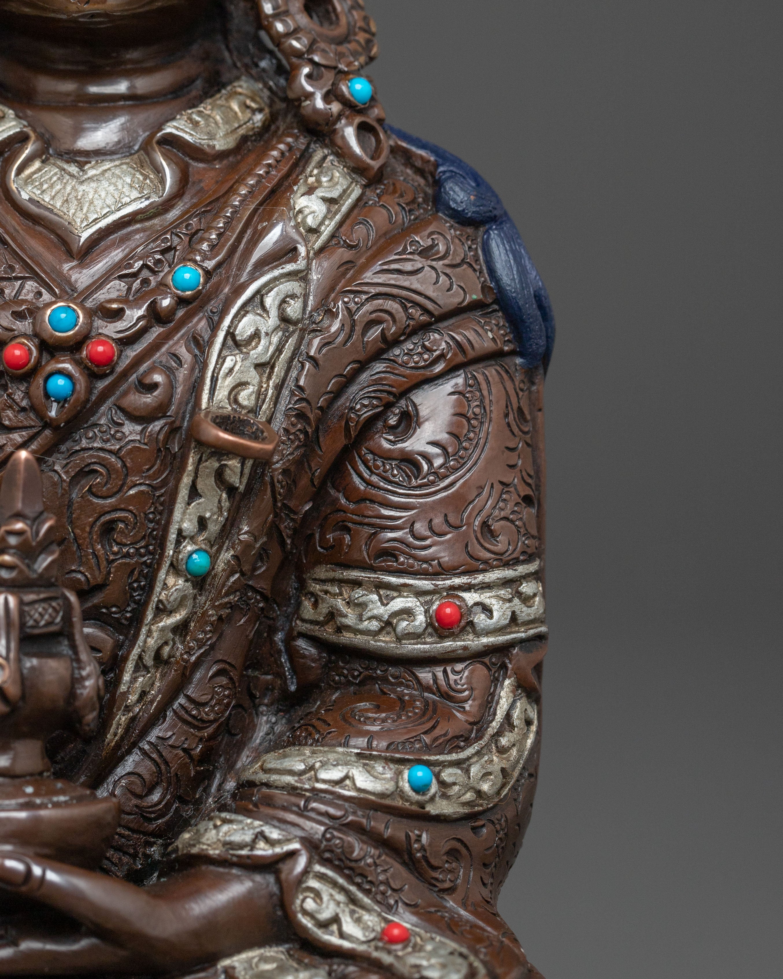 Guru Rinpoche Silver Plated Meditation Statue