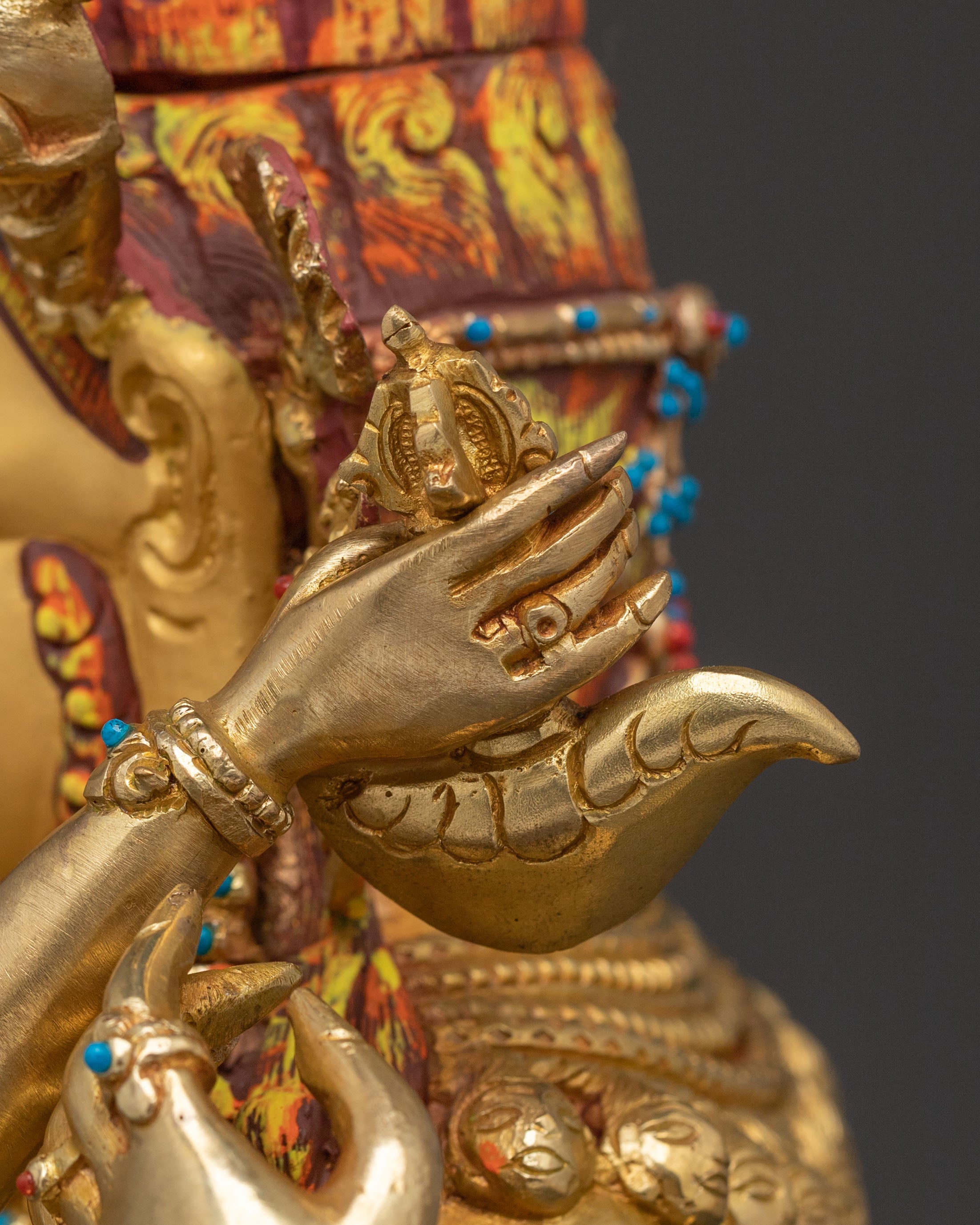 Chaturbhuja Mahakala Statue with Consort | Sacred Figurine