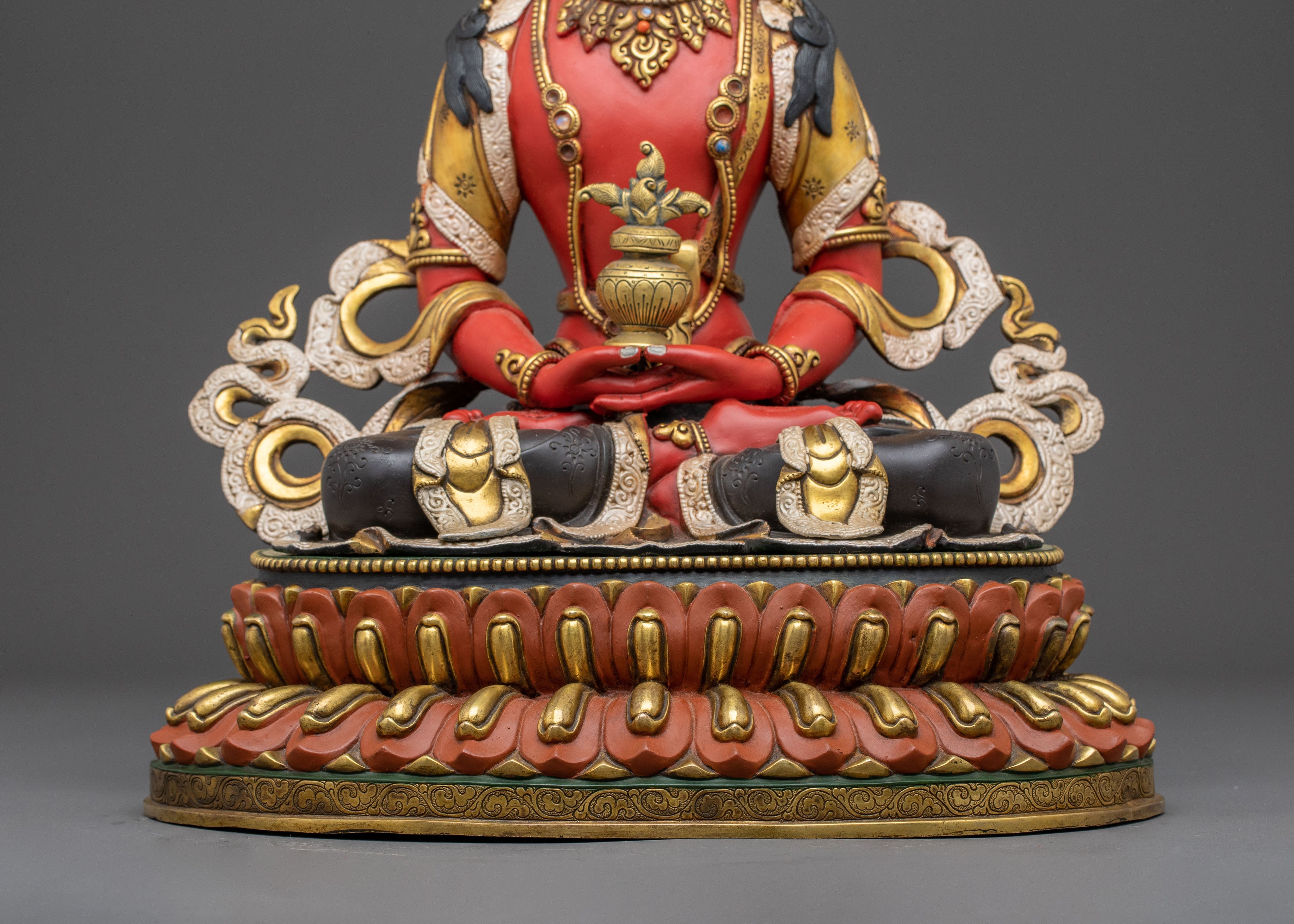 Amitayus Handcrafted Sacred Statue: Serene Copper Artistry