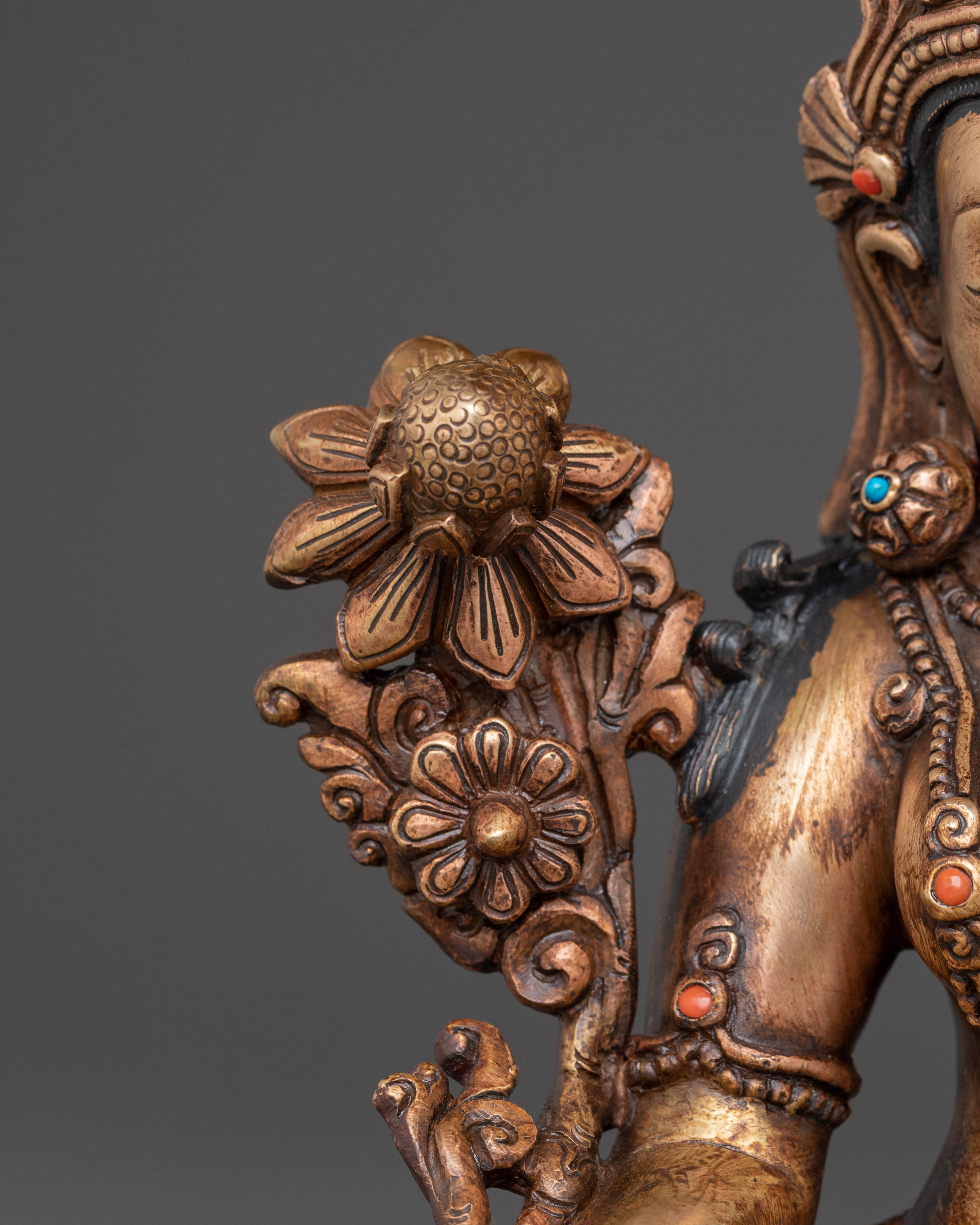 Oxidized Statue of Mother Green Tara | Traditional Tibetan Artwork