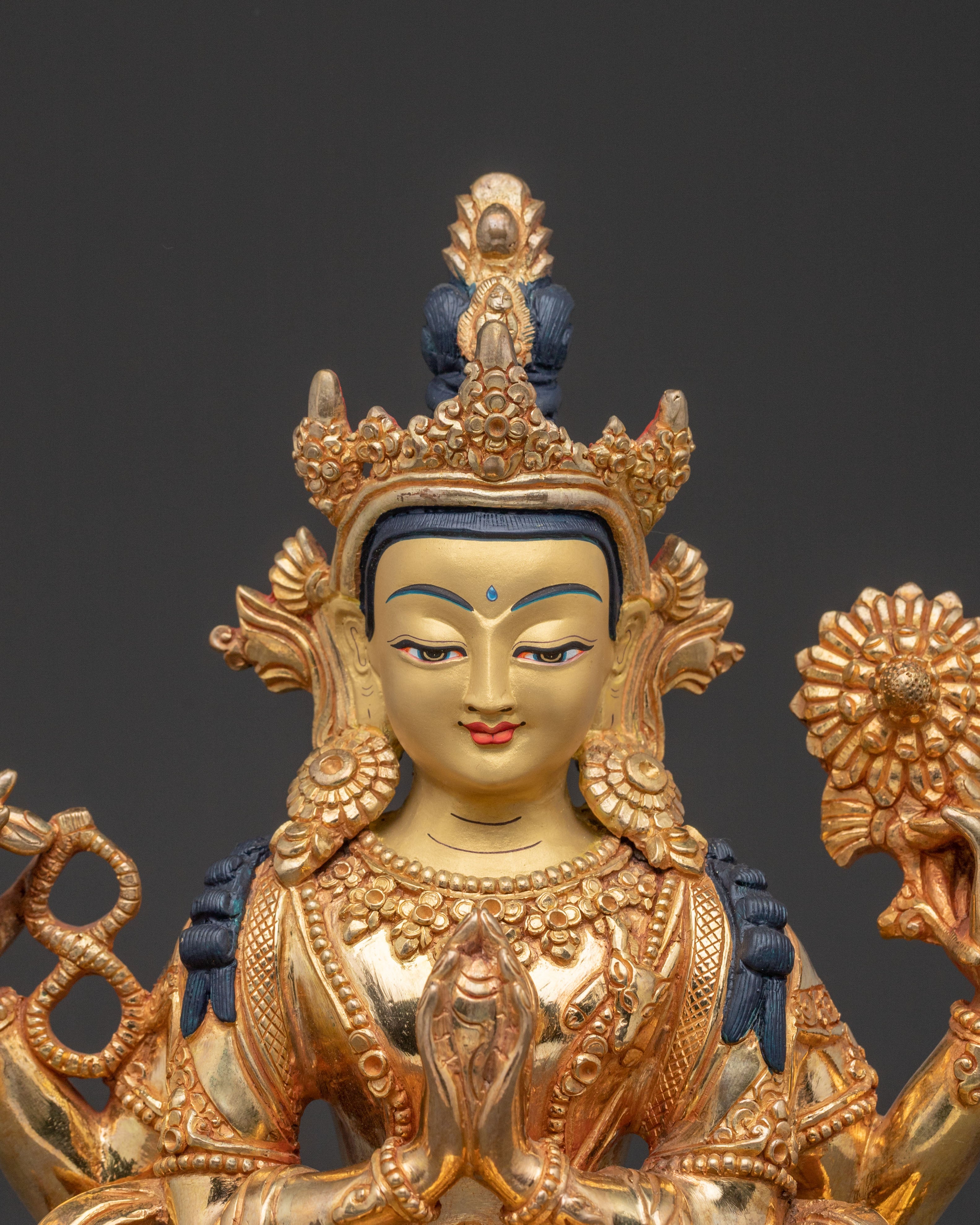 Chenrezig Golden Statue: Eyes of Compassion
