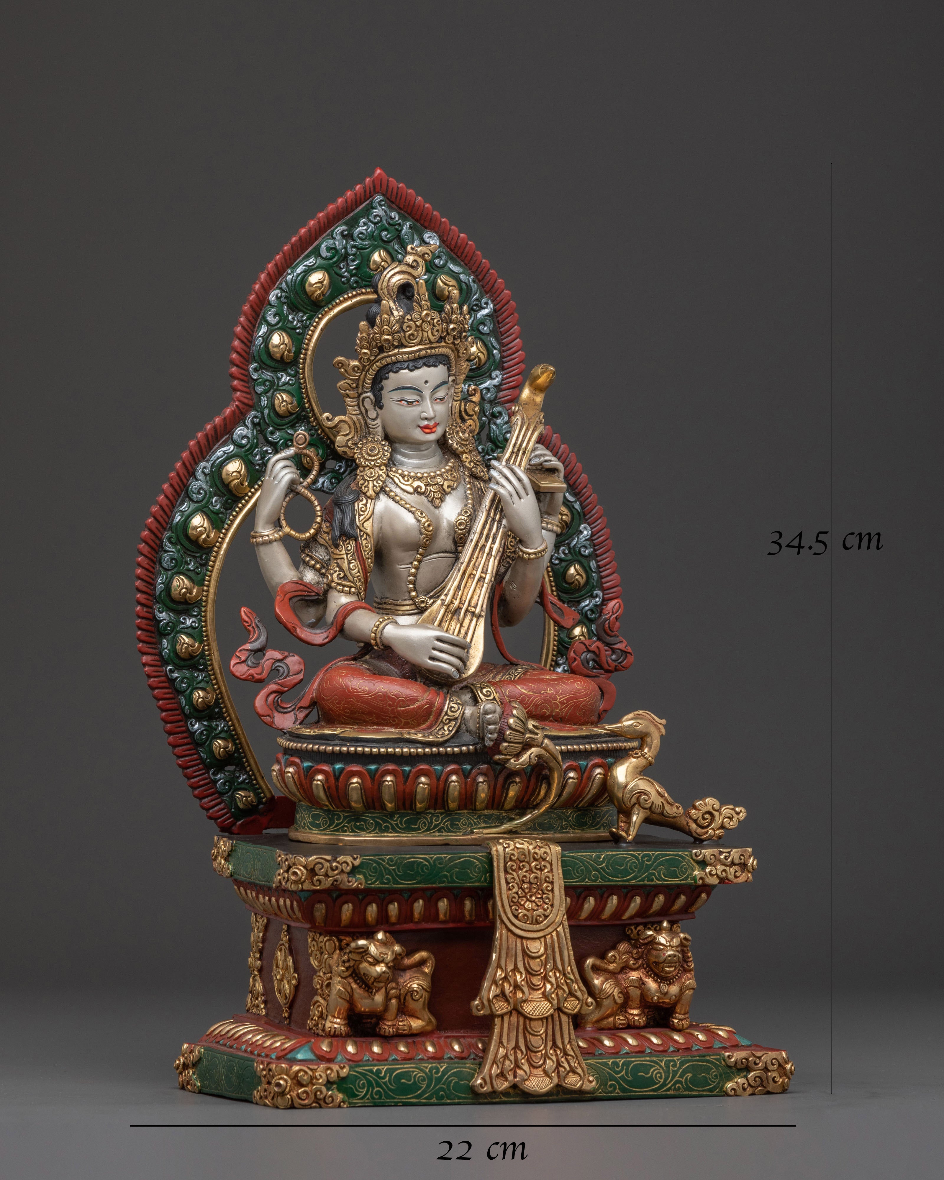 Goddess Saraswati Statue on Throne | Knowledge Icon