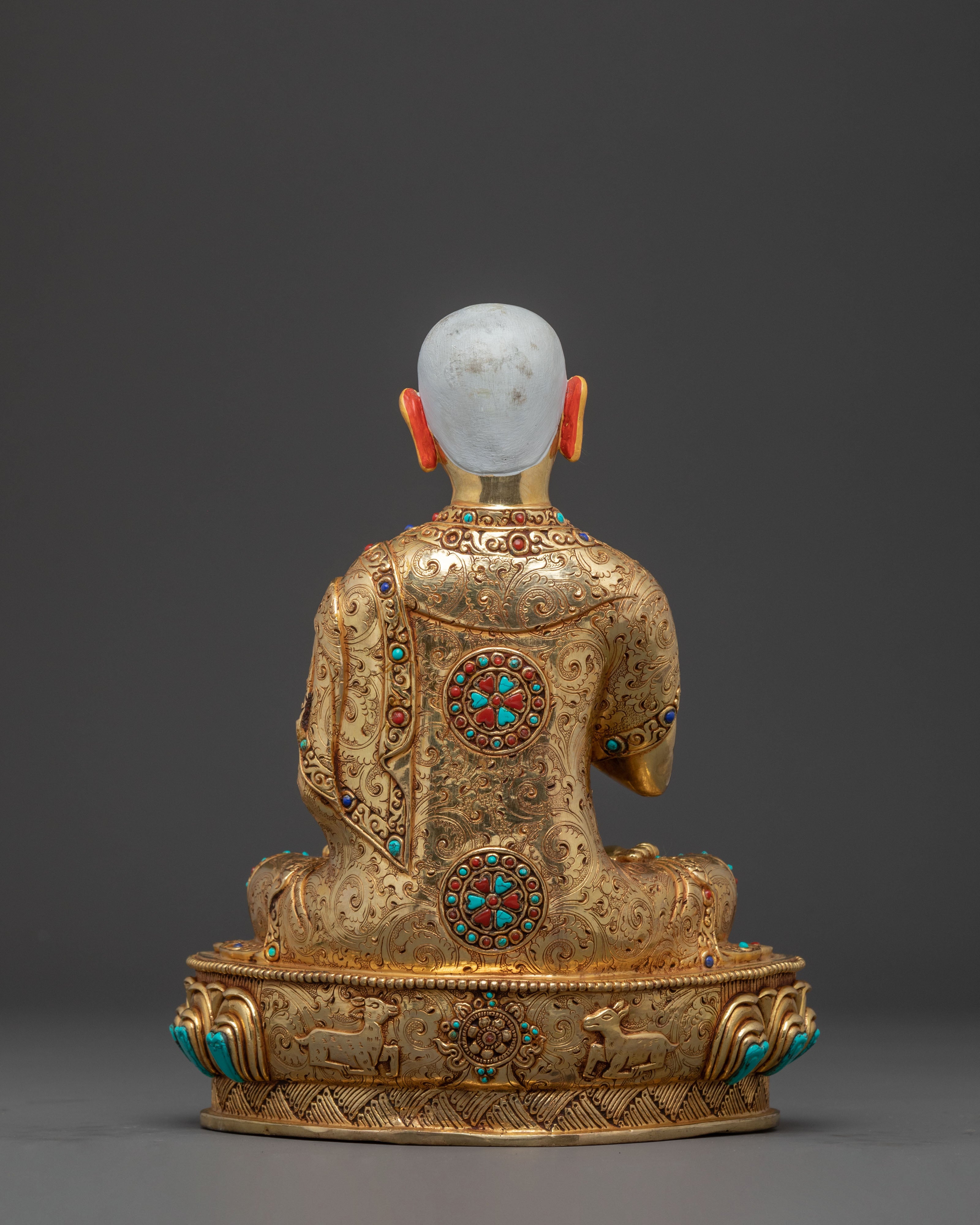 Tsongkhapa 24K Gold Gilded Statue Set for Altar