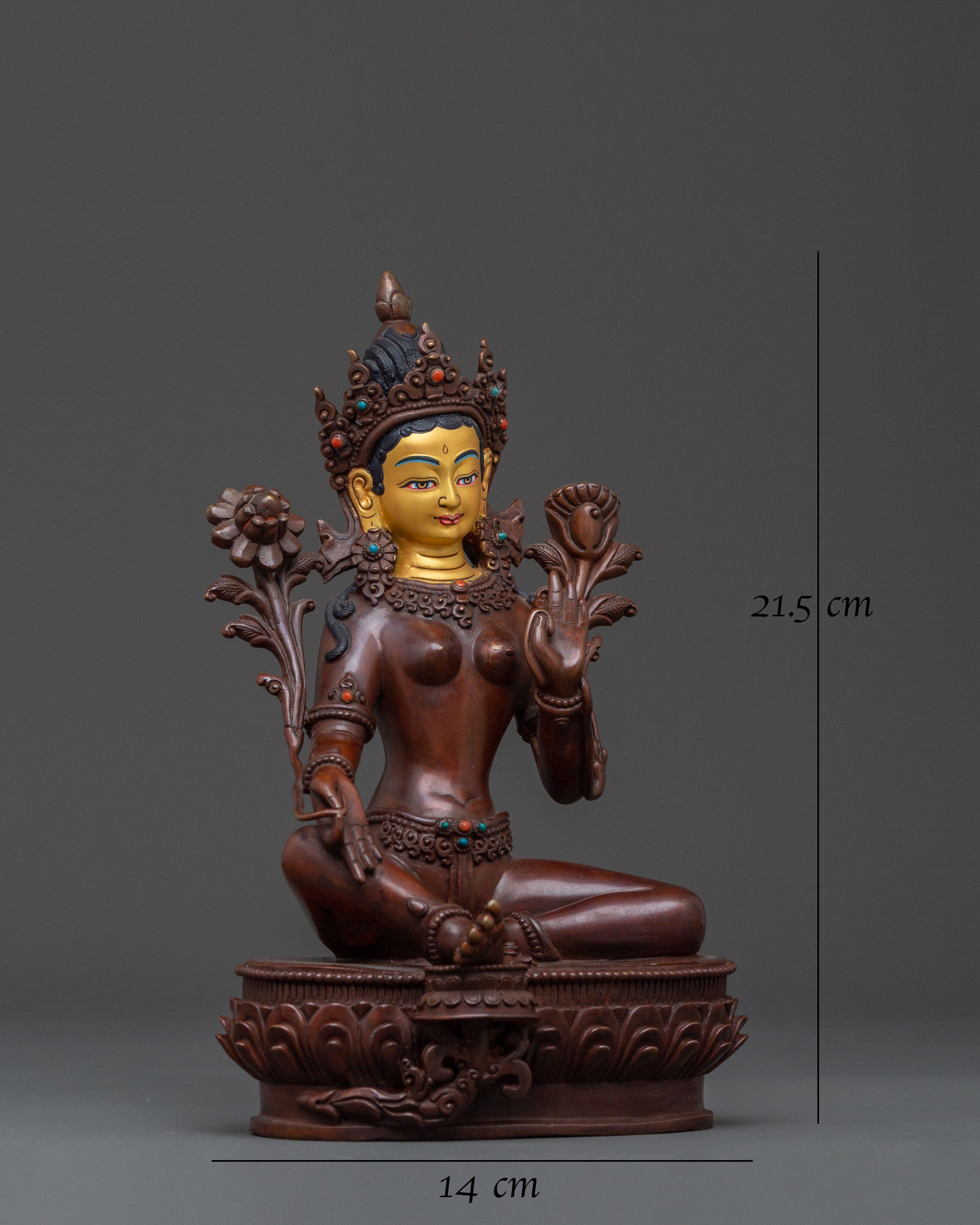 Mother Green Tara Statue | Oxidized Copper Body