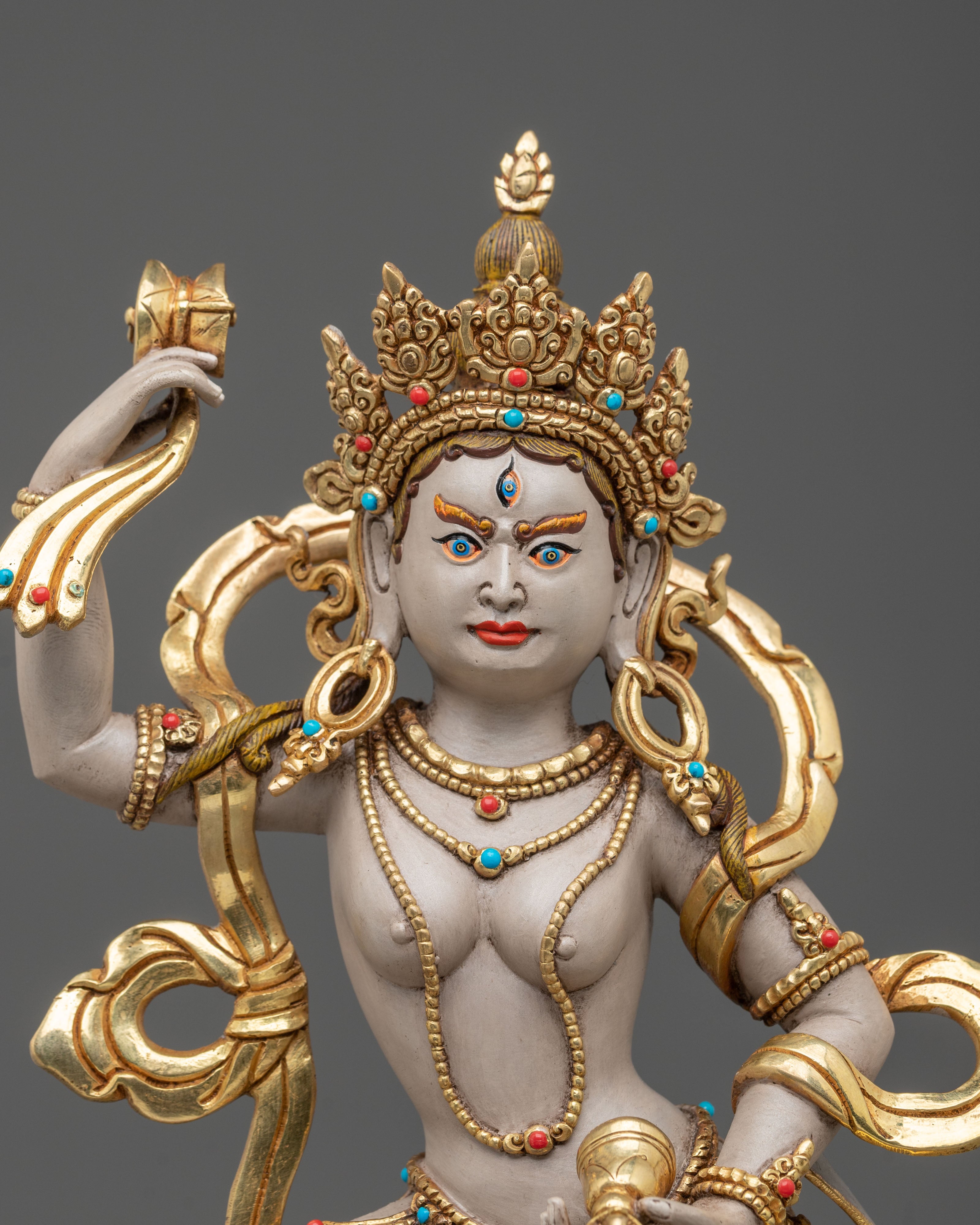 Copper Machig Labdron Statue with Gold and Acrylic Painting | Tantric Wisdom