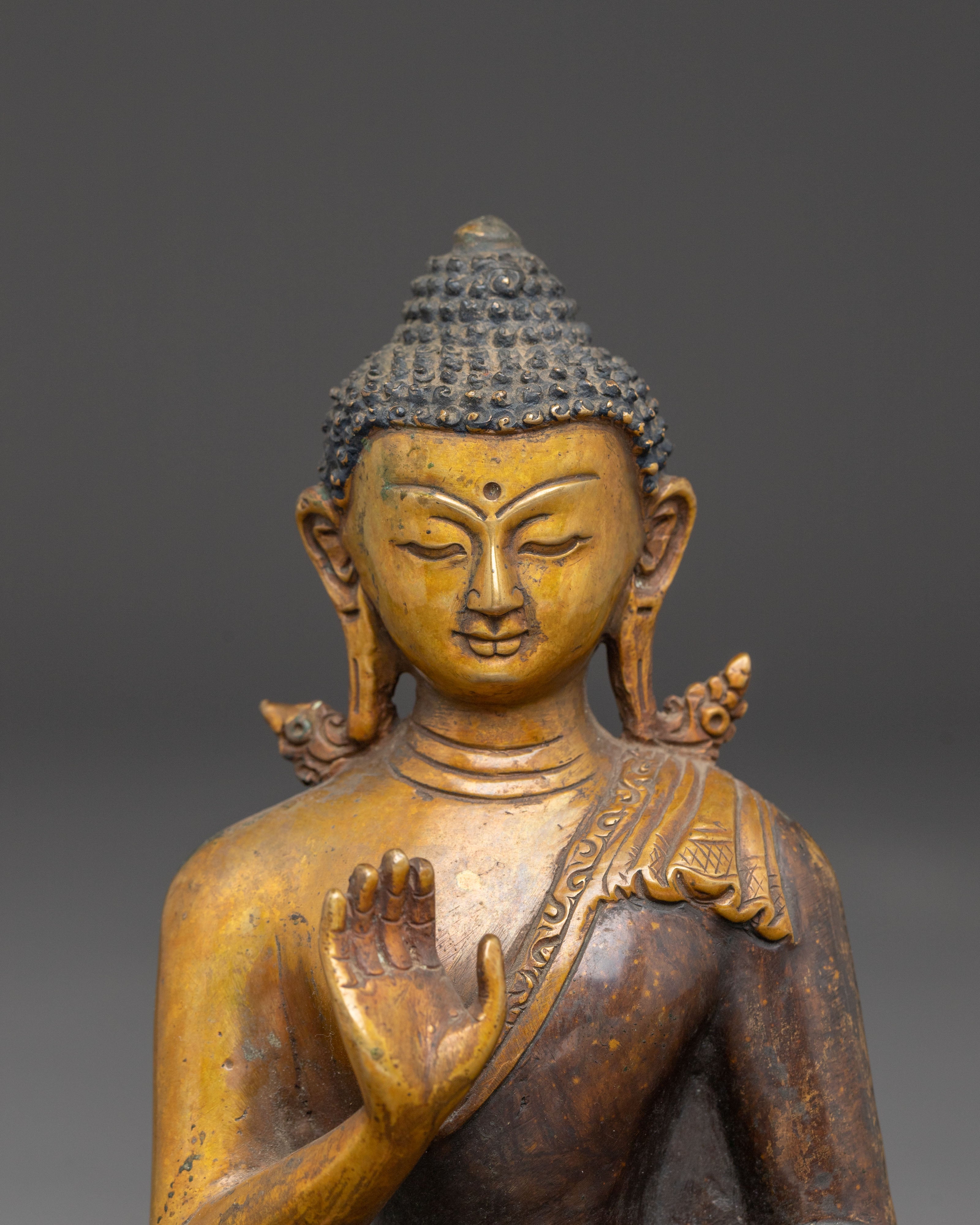 Handmade Amogasiddhi Oxidized Copper Statue | Altar Decor for Meditation