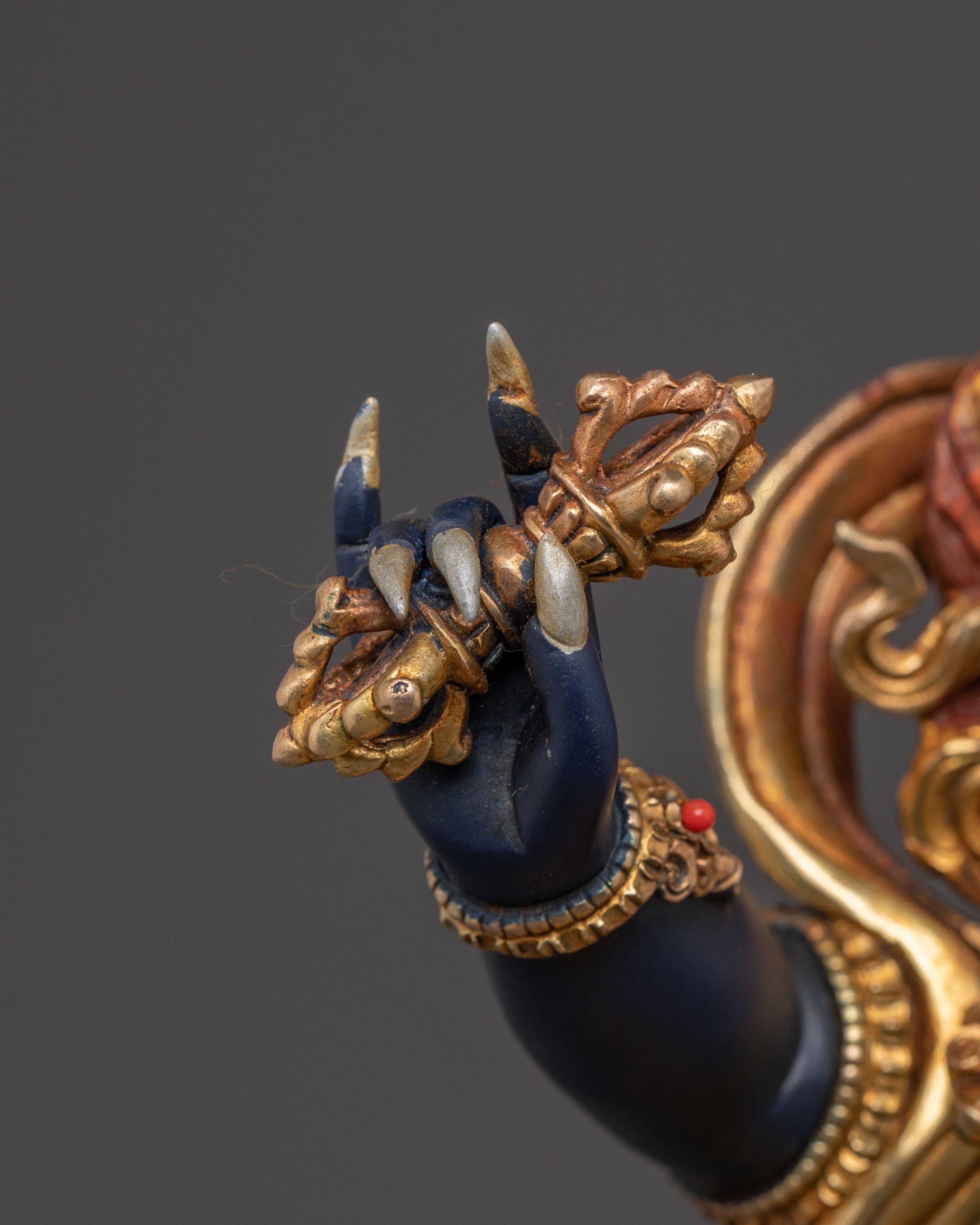 Vajrapani: A Silver Electro-Plated Sacred Sculpture of Vajrapani