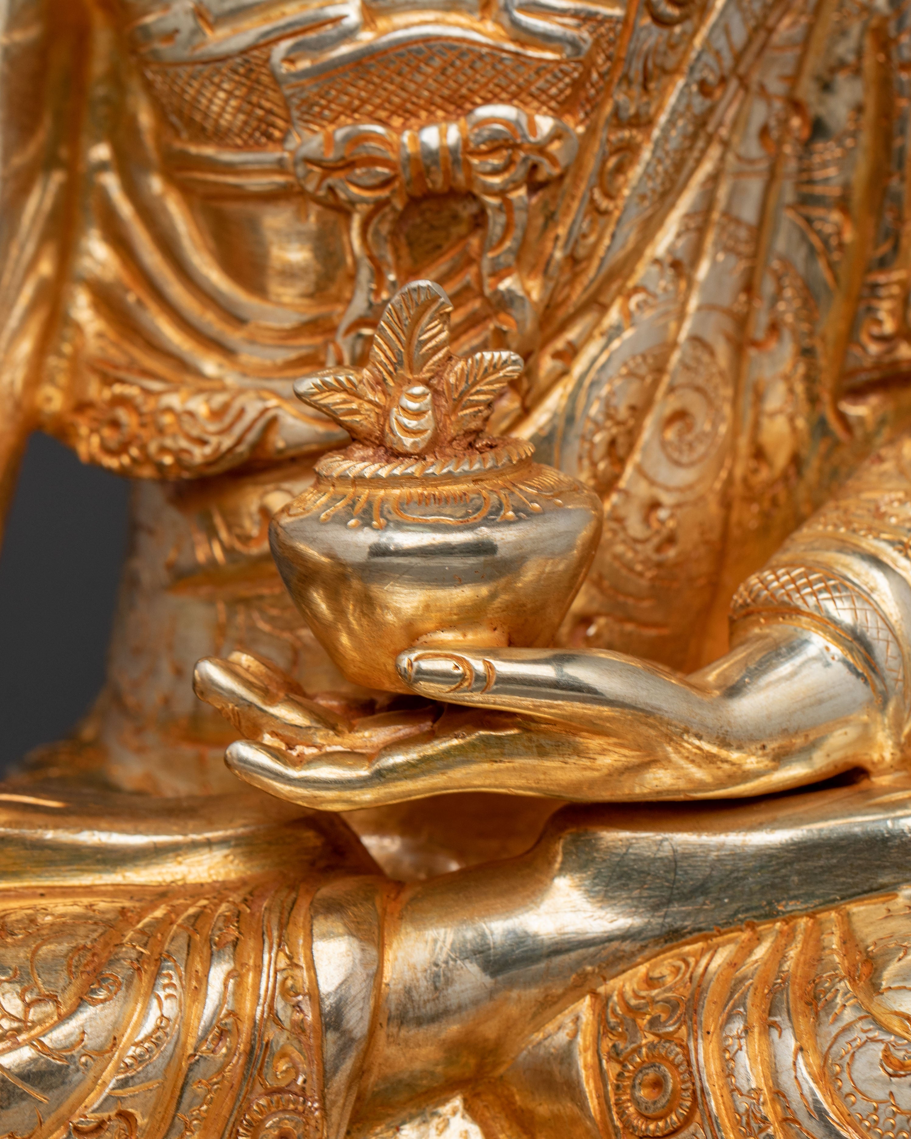 Medicine Buddha Serene Statue | Gold Gilded Buddhist Art