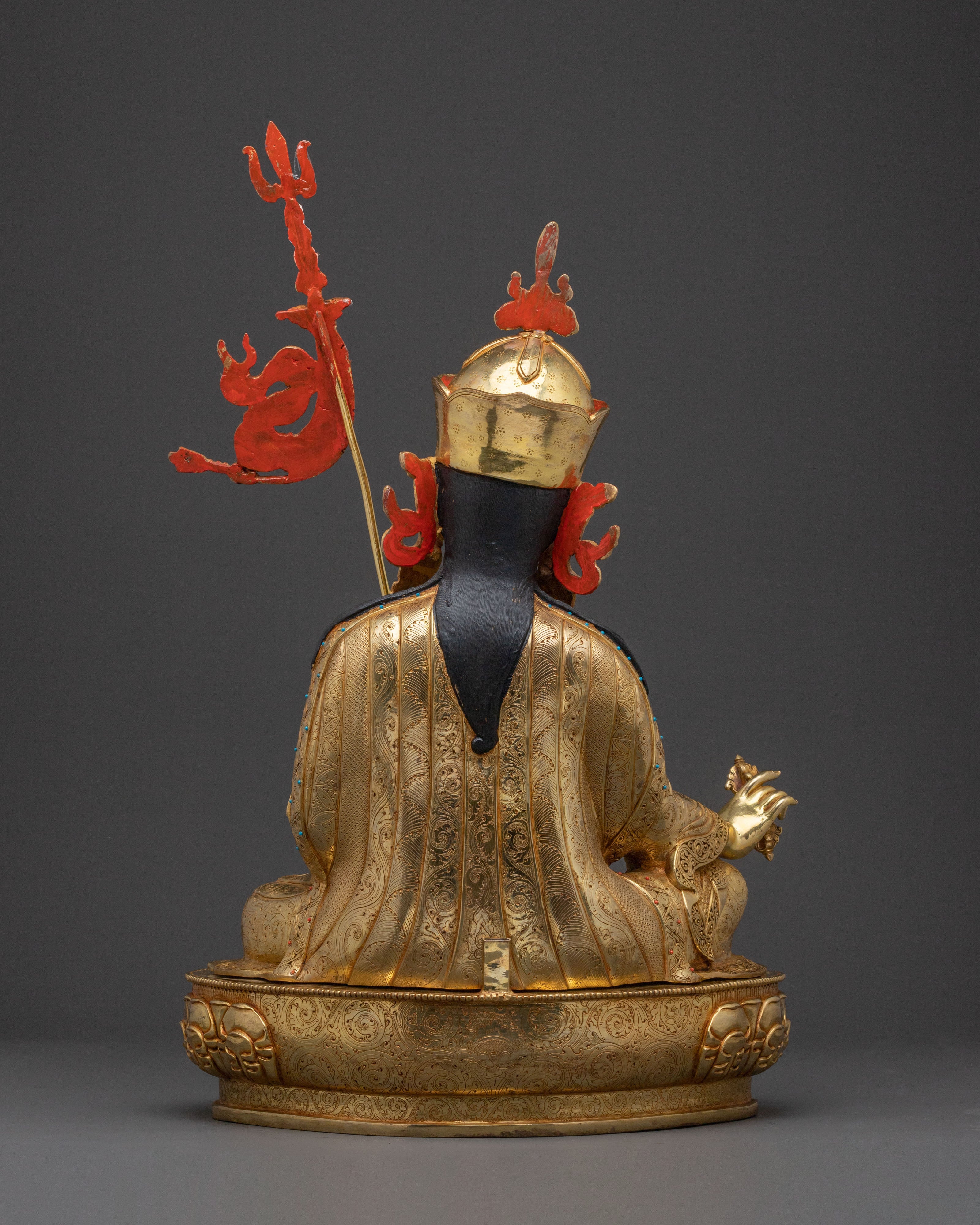 The Lotus Born Guru Rinpoche Spiritual Statue – 24K Gold Gilded Art