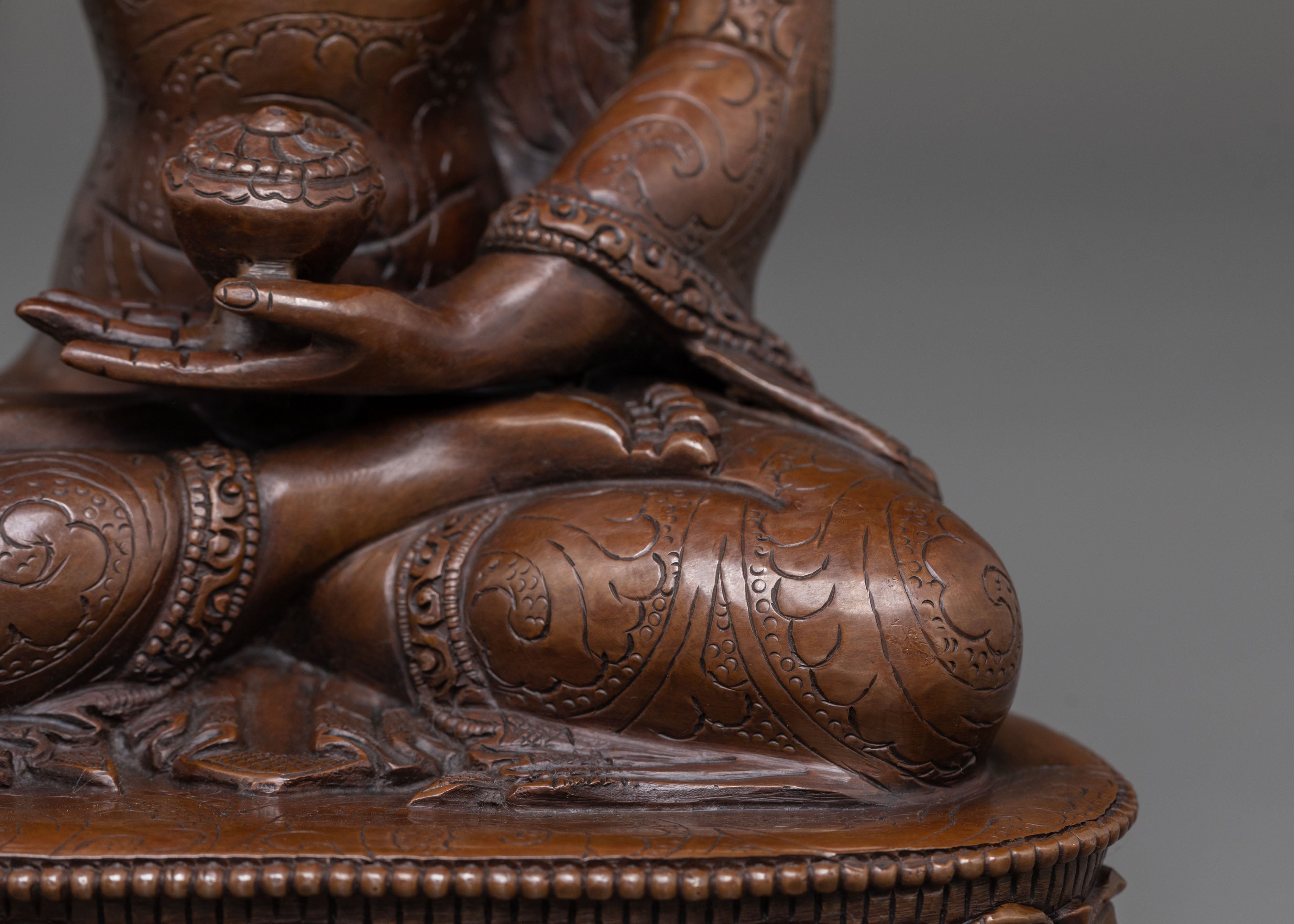Shakyamuni Buddha: Oxidized Copper Figurine