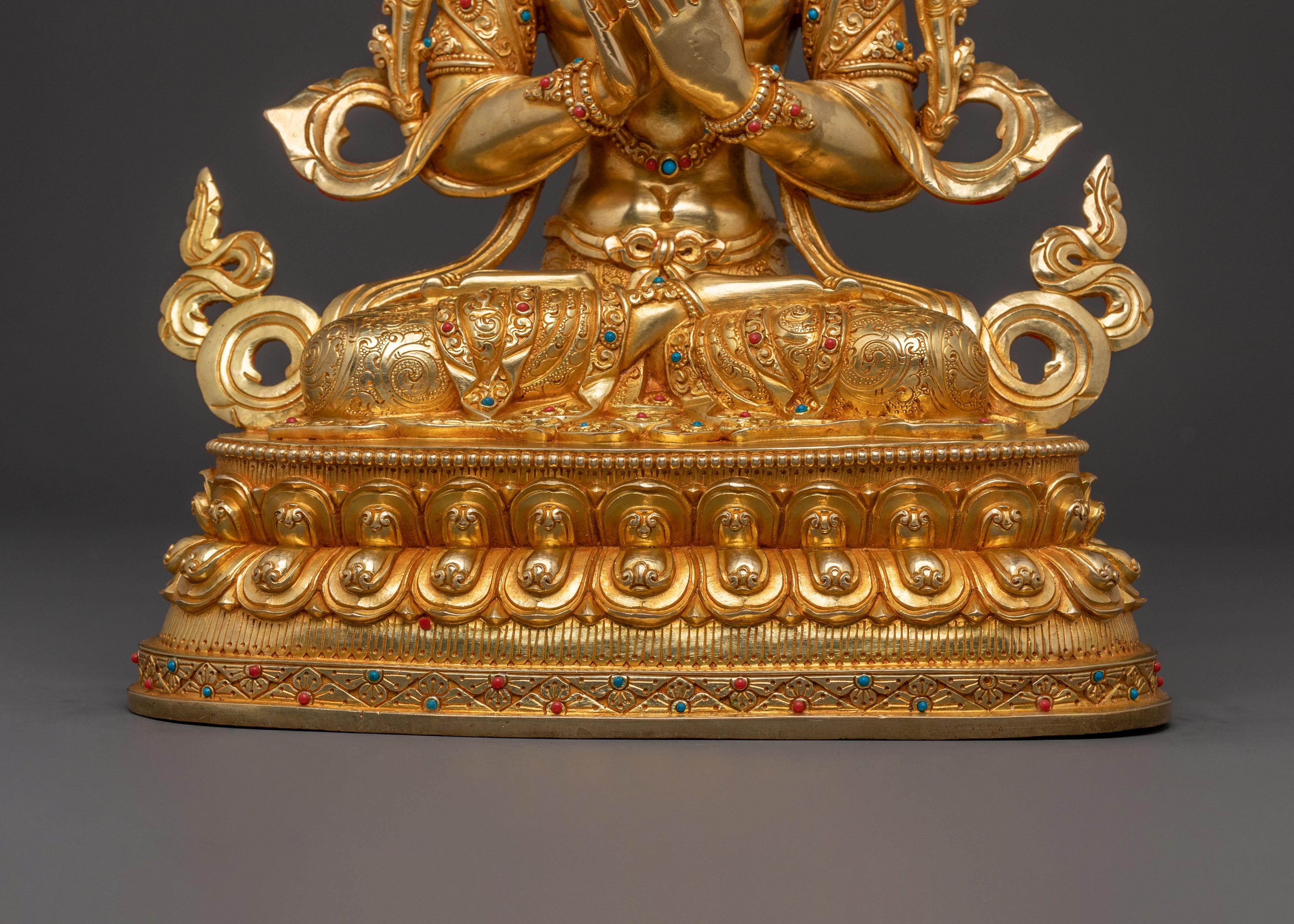 Bodhisattva Tikshna Manjushri Statue: Golden Handcrafted Sculpture