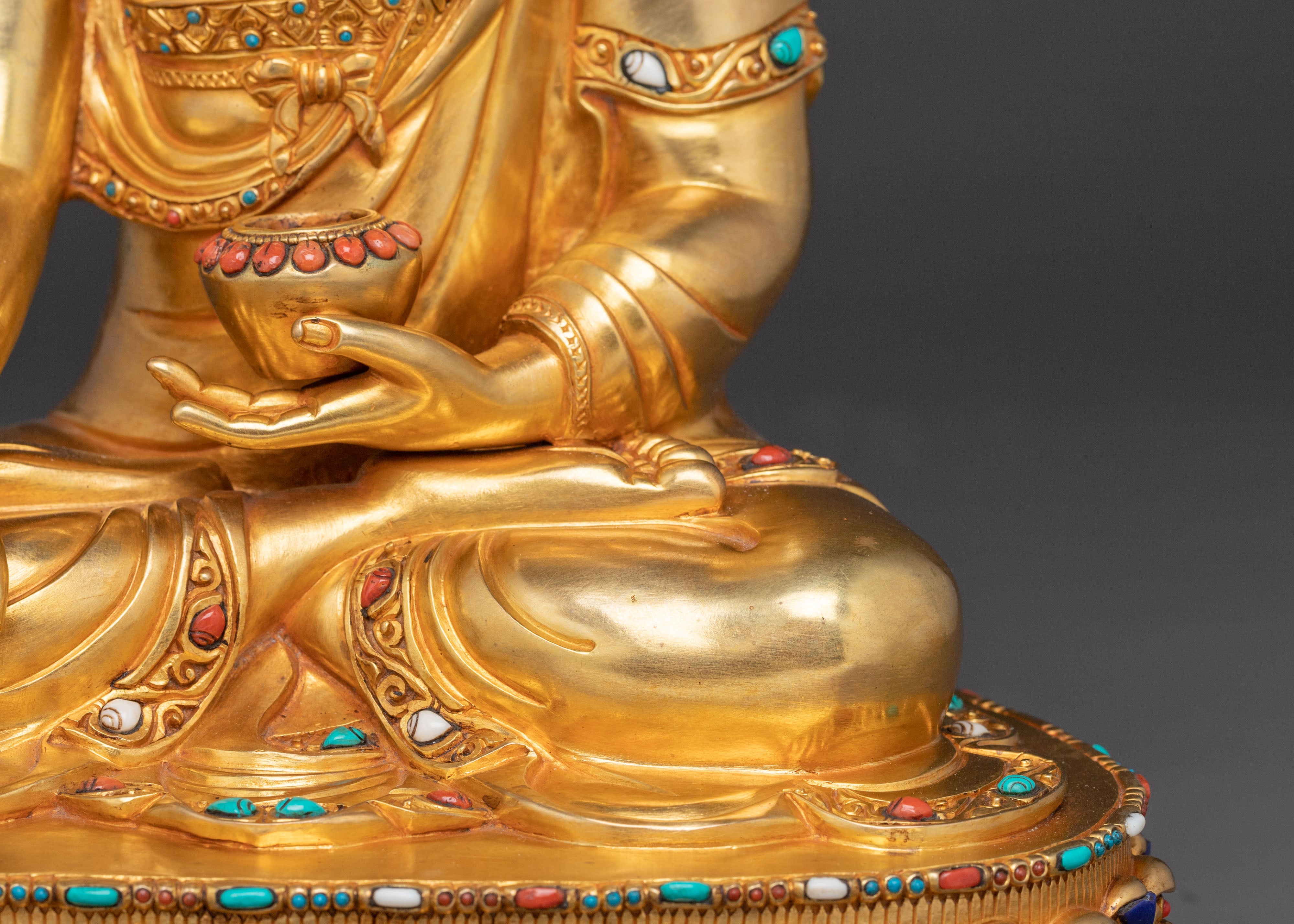 Exquisite 24K Gold Gilded Shakyamuni Buddha Statue for Altar Decor