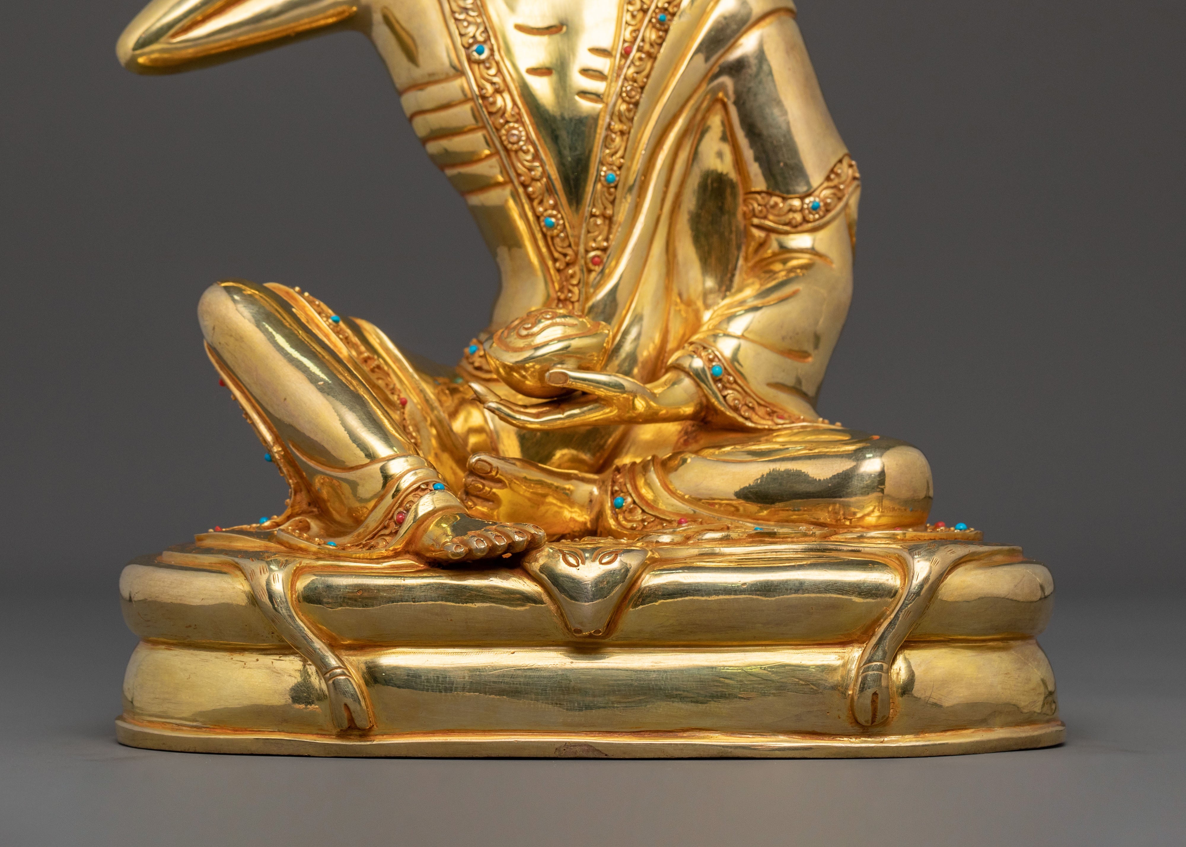 Milarepa Meditation Statue | 24K Gold Gilded